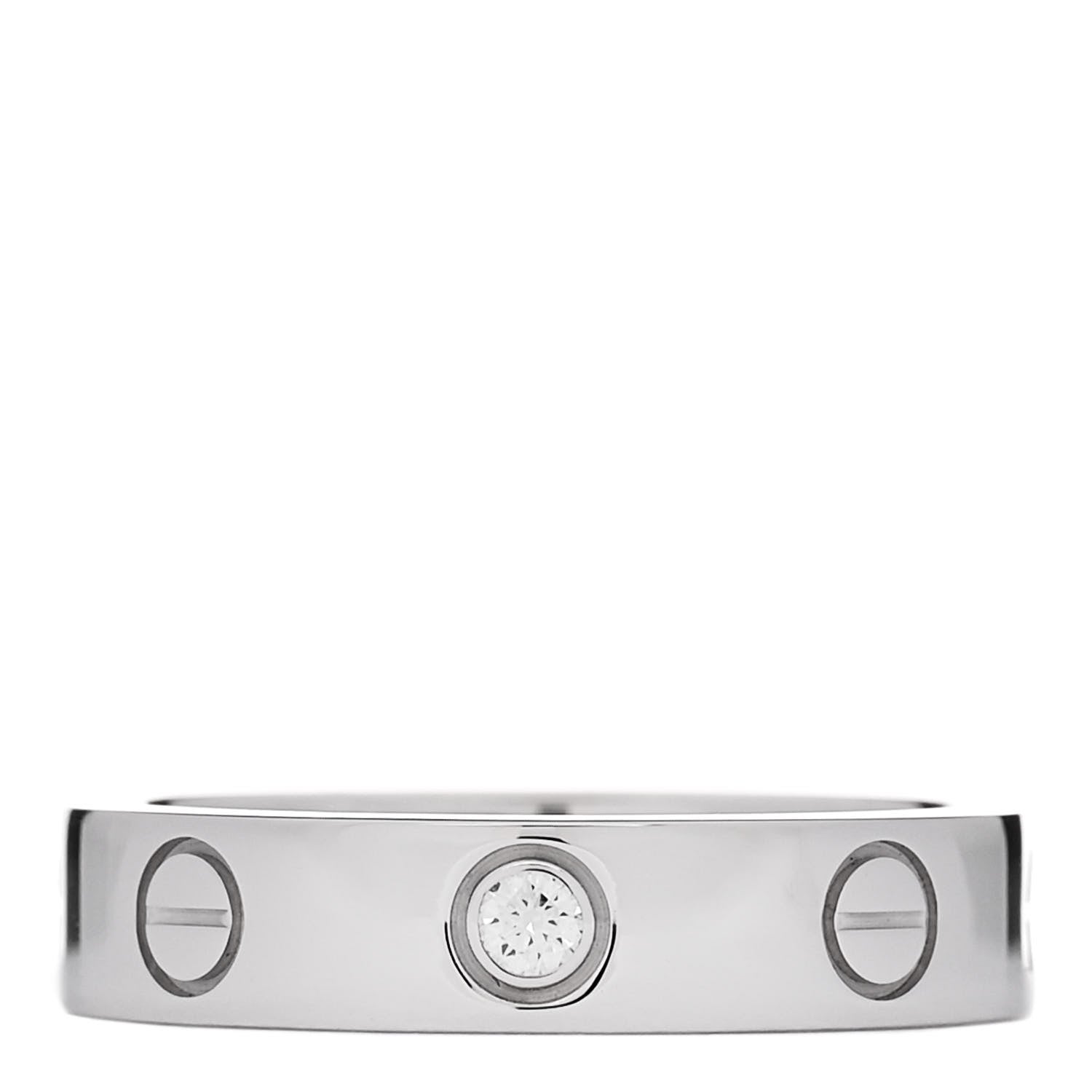 Cartier 18K White Gold Diamond 4mm LOVE Wedding Band Ring 47 4 1 of 4