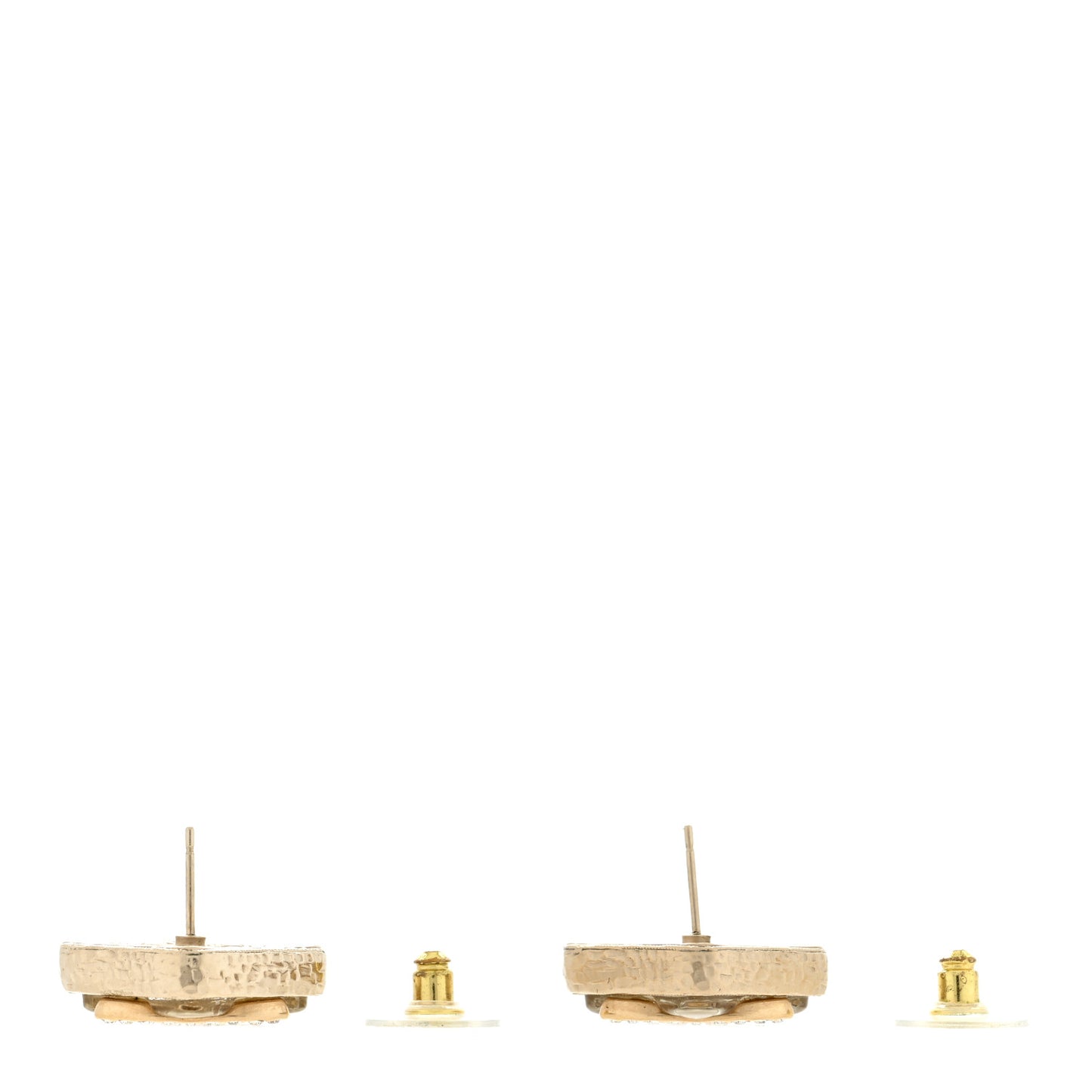 Pearl Crystal CC Square Earrings Gold