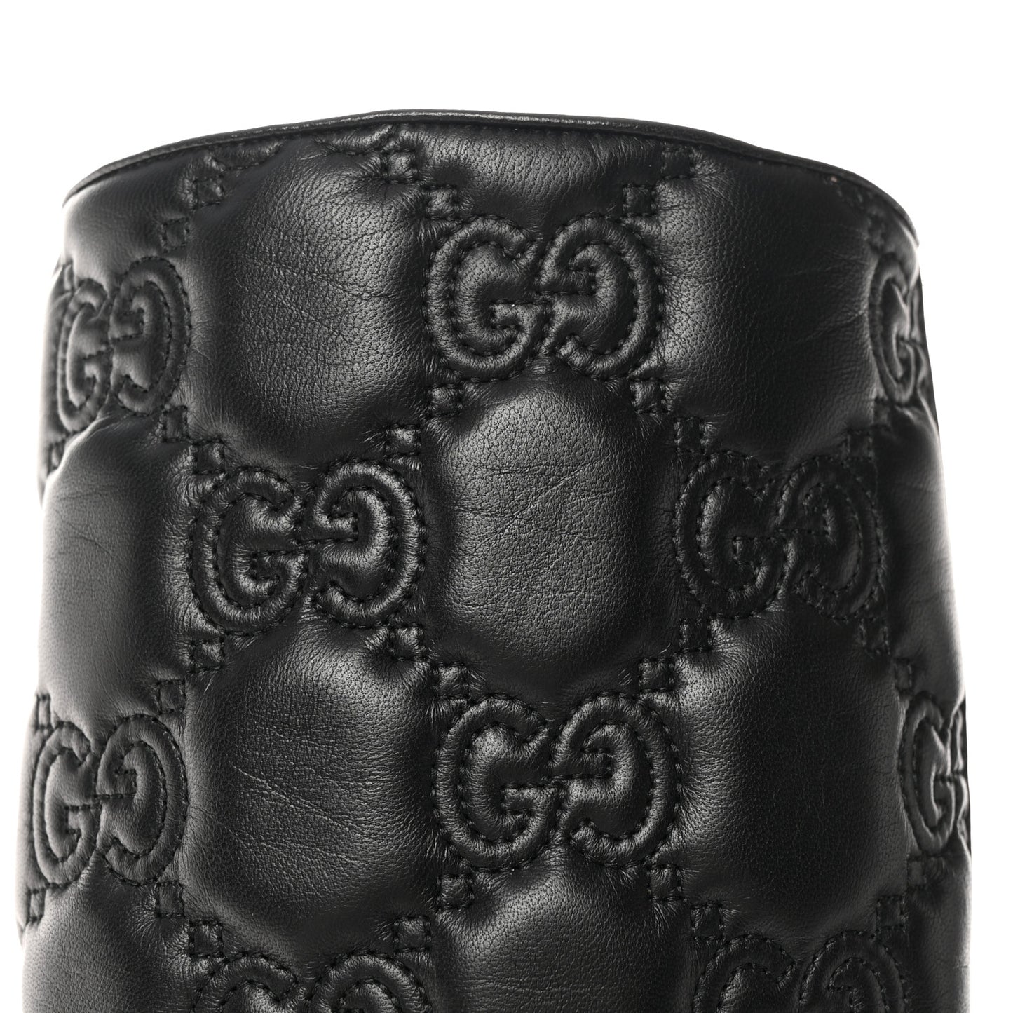 Cordovan Lux Nappa GG Matelasse 60mm Knee High Boots 37.5 Black