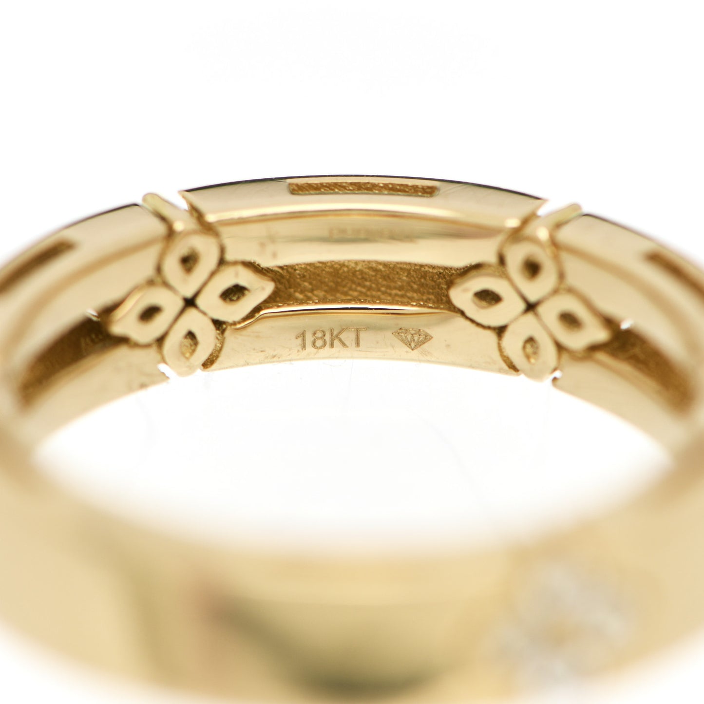 18K Yellow Gold Diamond Narrow Love in Verona Band Ring 53 6.5