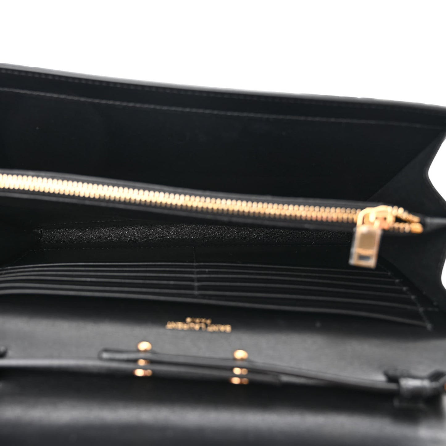 Calfskin Crocodile Embossed Cassandre Wallet On Chain WOC Black