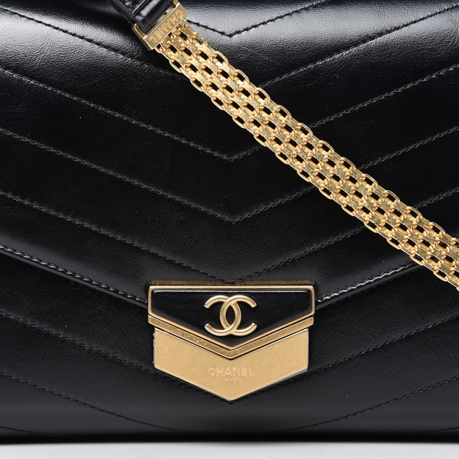 Chanel Calfskin Chevron Quilted Medal Flap Black 10 of 10