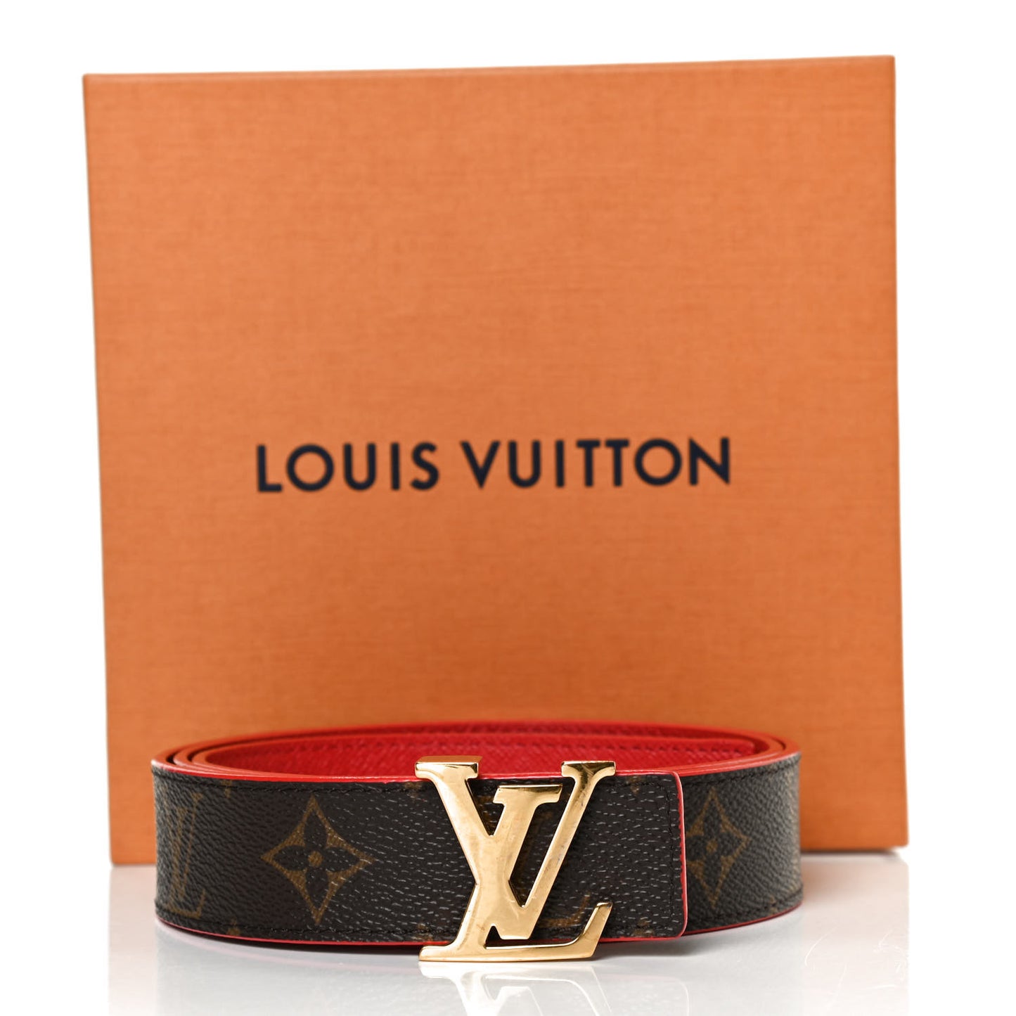 Monogram 30mm LV Initiales Reversible Belt 85 34 Coquelicot