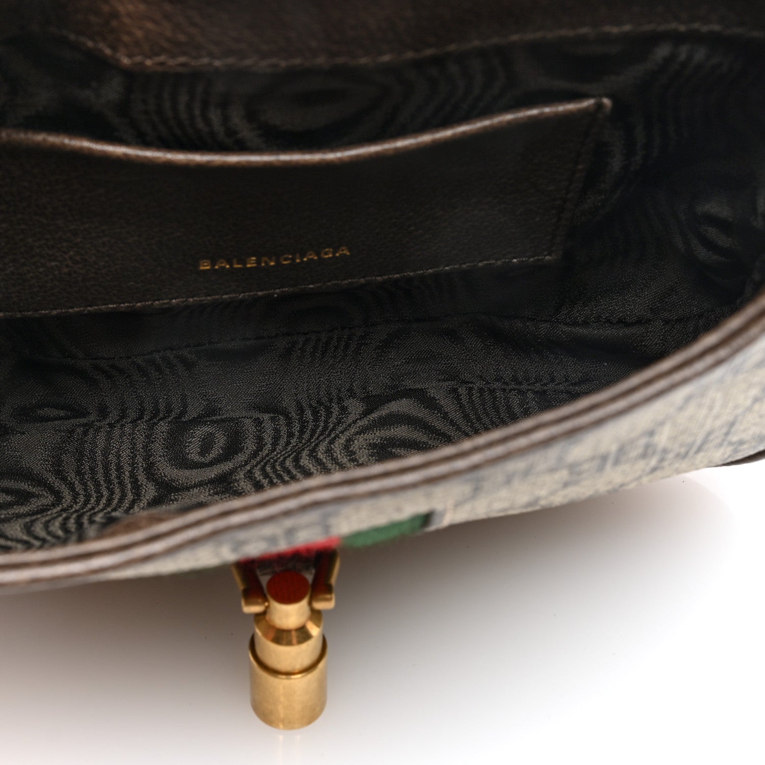 Gucci X BALENCIAGA BB Supreme Monogram Calfskin Web Mini Jackie 1961 Hobo Beige Ebony 5 of 9
