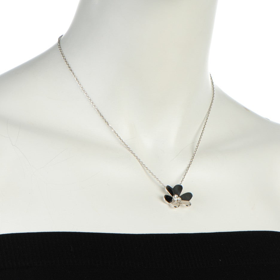 Van Cleef & Arpels 18K White Gold Diamond Large Frivole Pendant Necklace 2 of 5