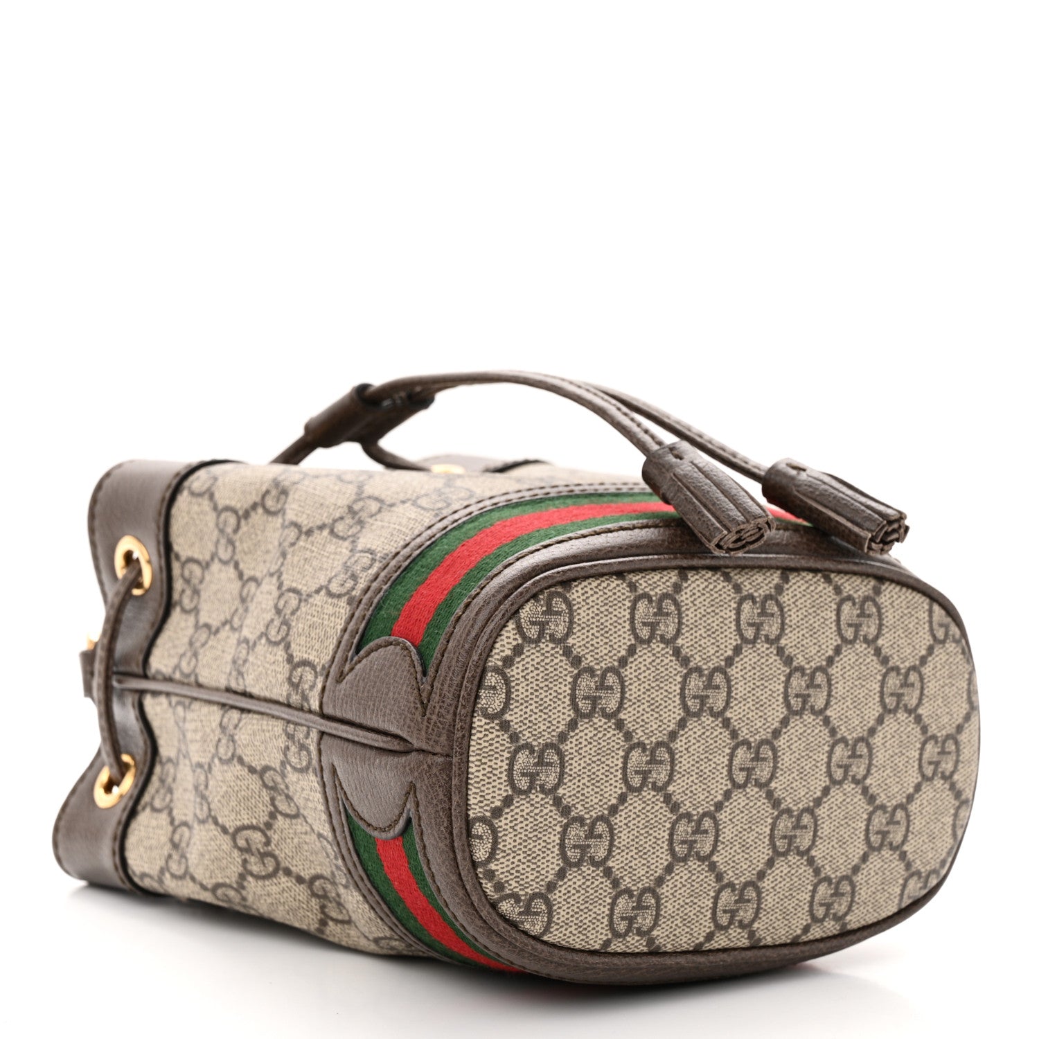 Gucci GG Supreme Monogram Web Mini Ophidia Bucket Bag Brown 4 of 10
