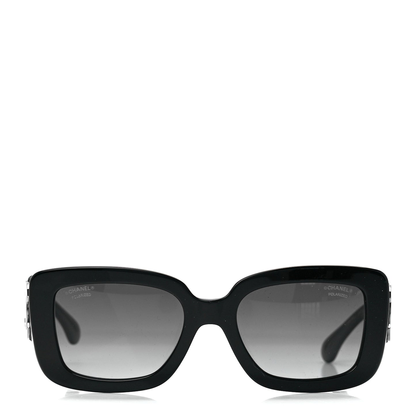 Acetate Calfskin Polarized Square Sunglasses 5473-Q-A Black