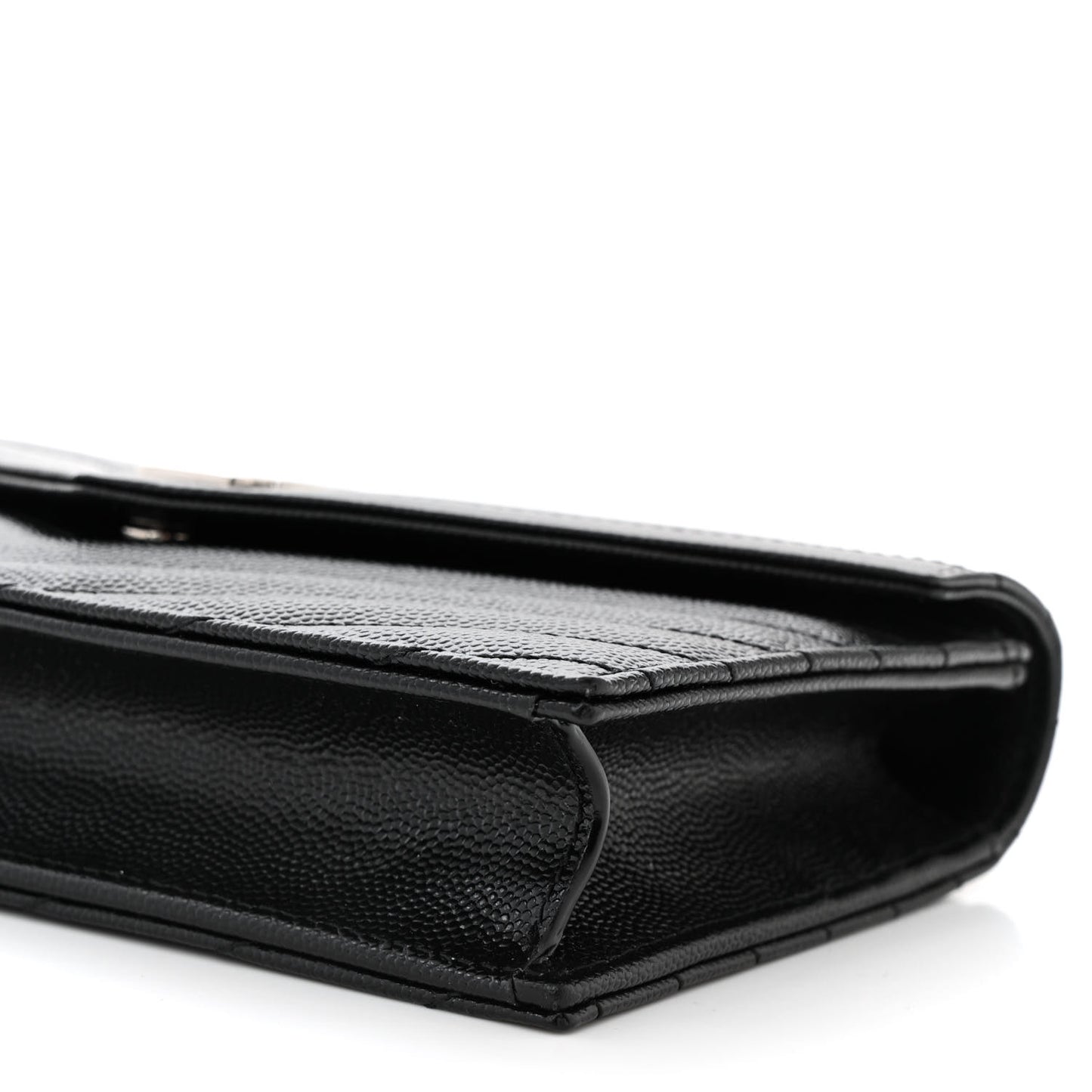 Grain De Poudre Matelasse Chevron Monogram Envelope Chain Wallet Black