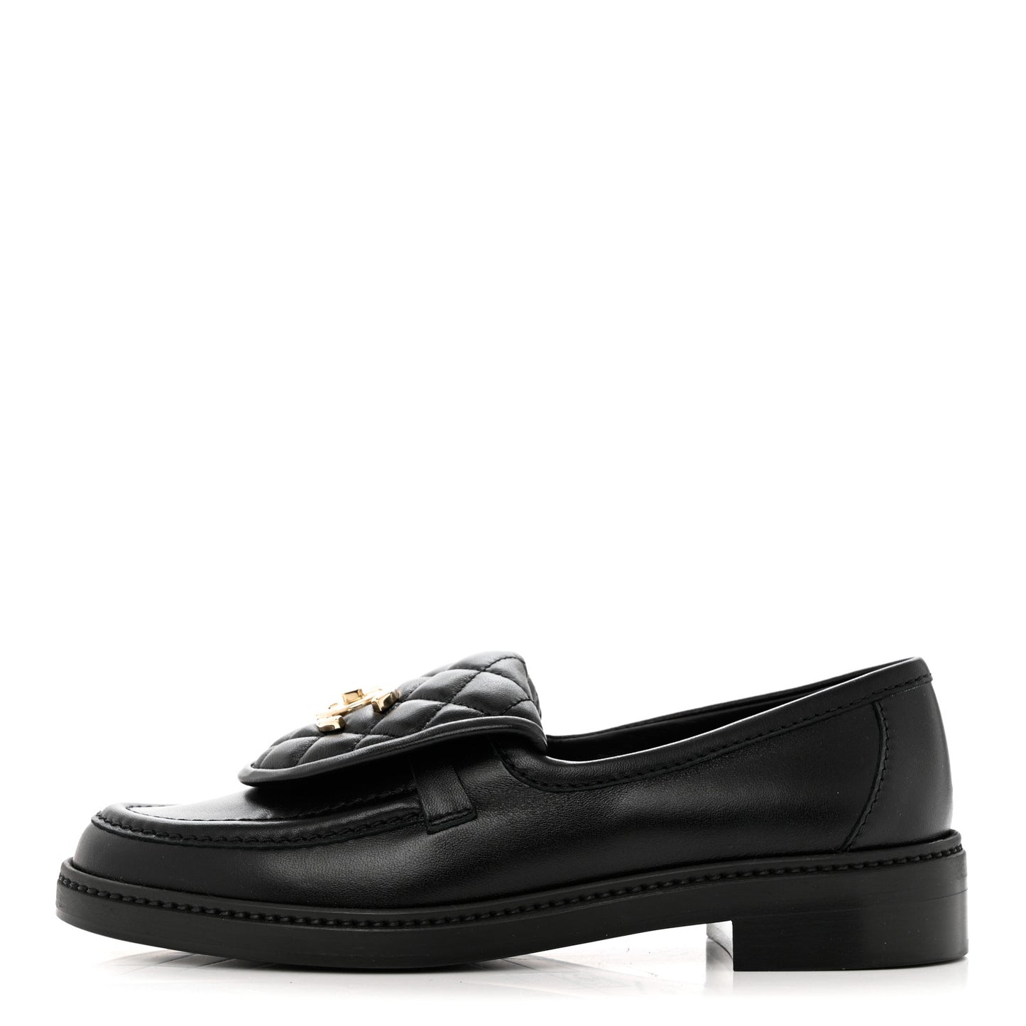 Lambskin Quilted CC Turnlock Loafers 38 Black