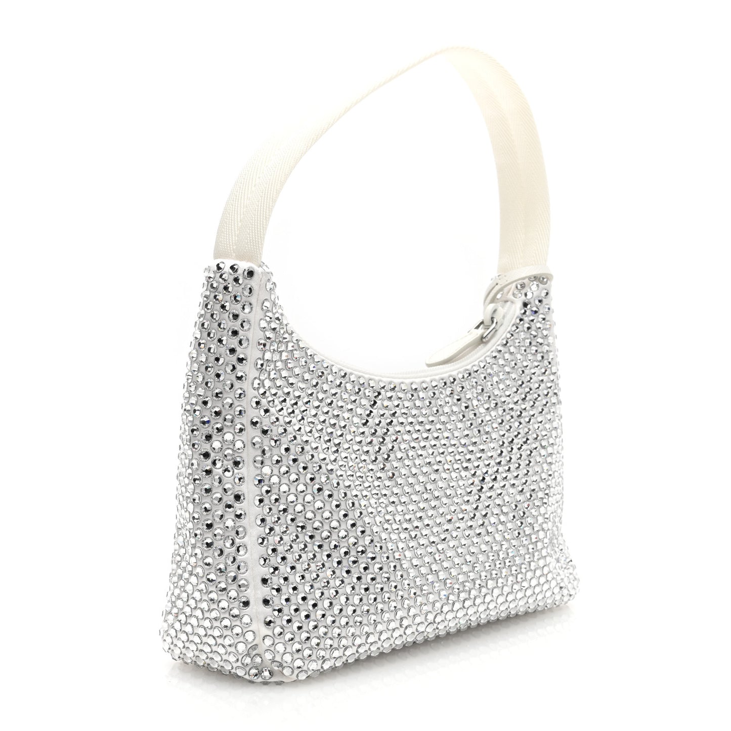 Satin Crystal Mini Re-Edition 2000 Bag White
