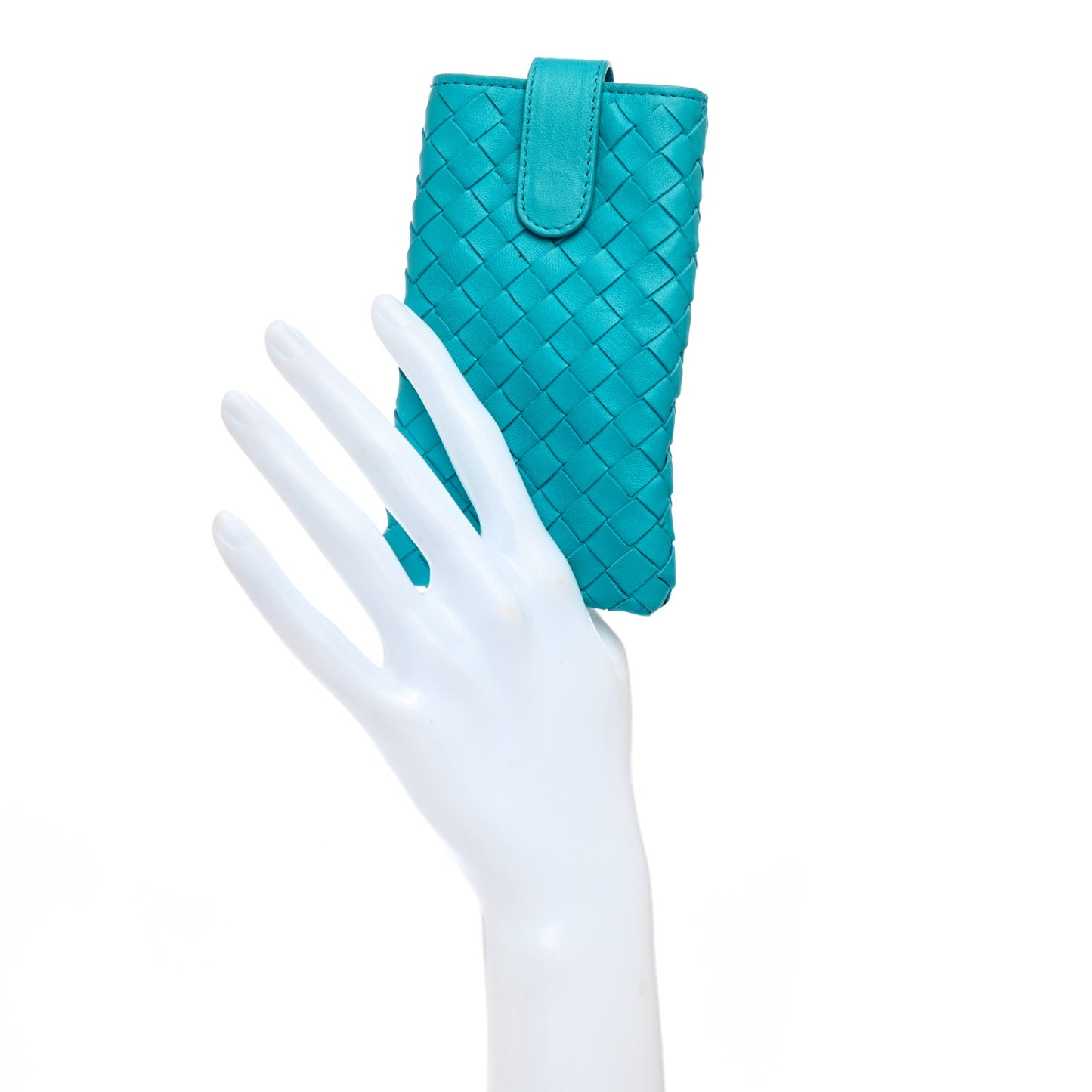 Nappa Intrecciato Phone Case Turquoise