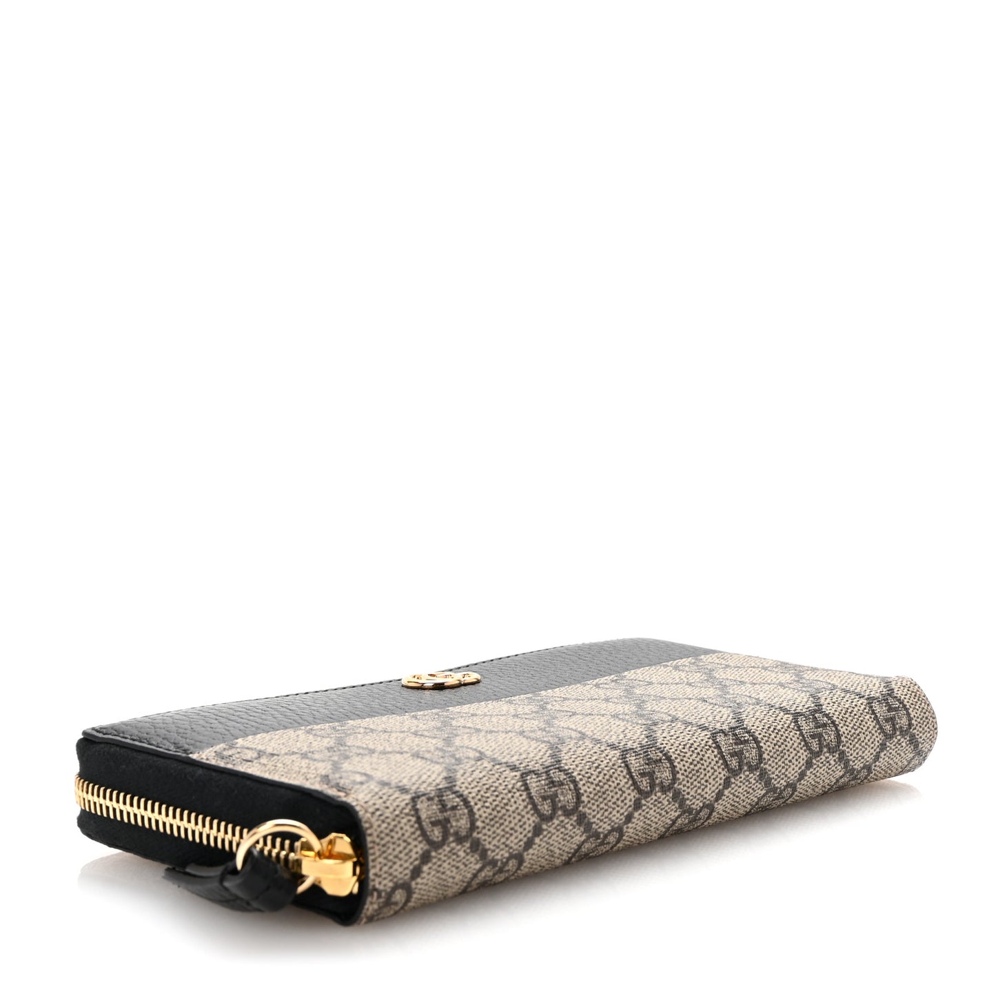 Dollar Calfskin GG Supreme Monogram GG Marmont Zip Around Wallet Black Beige Ebony
