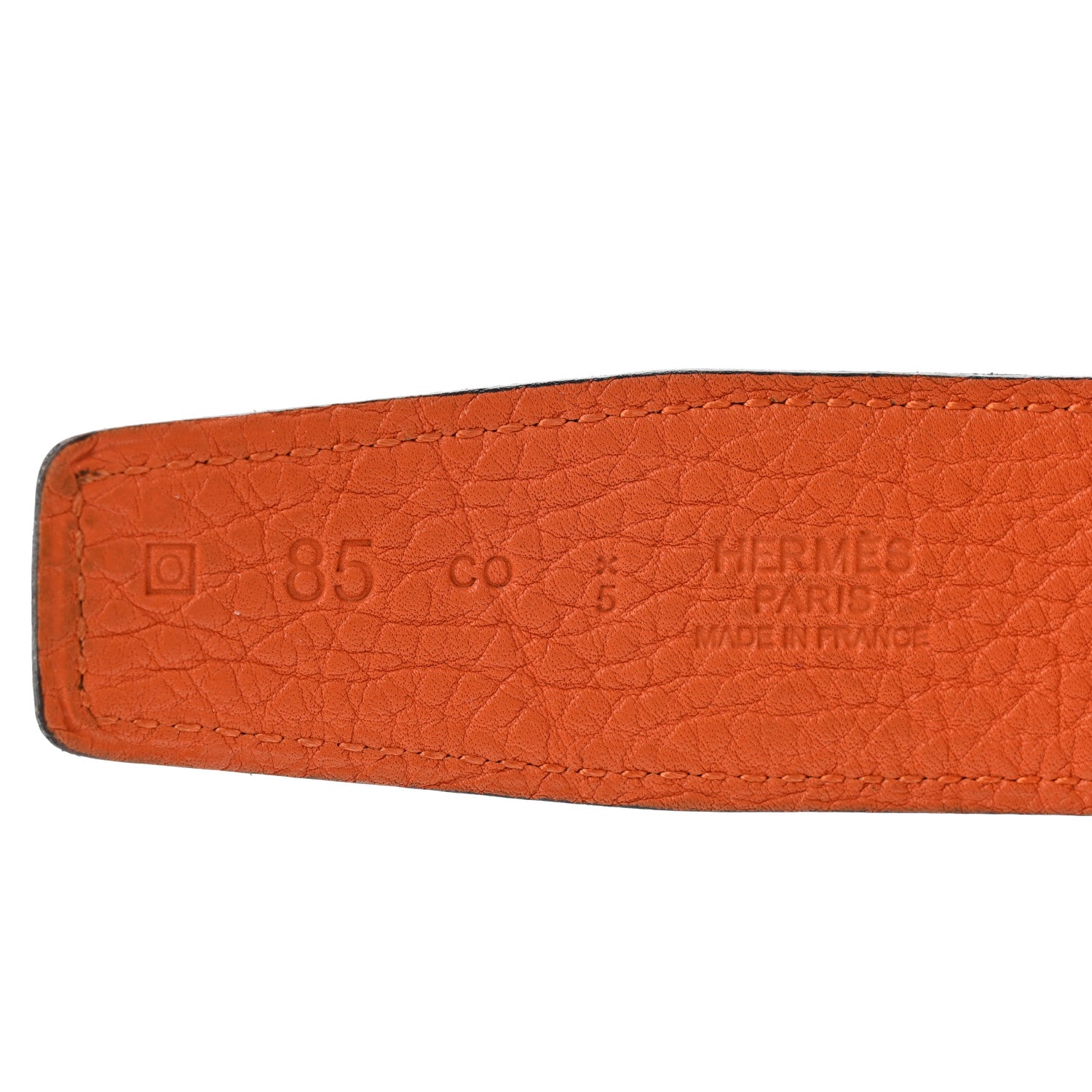 Hermes Box Togo 32mm H Belt 85 Black Orange 3 of 8