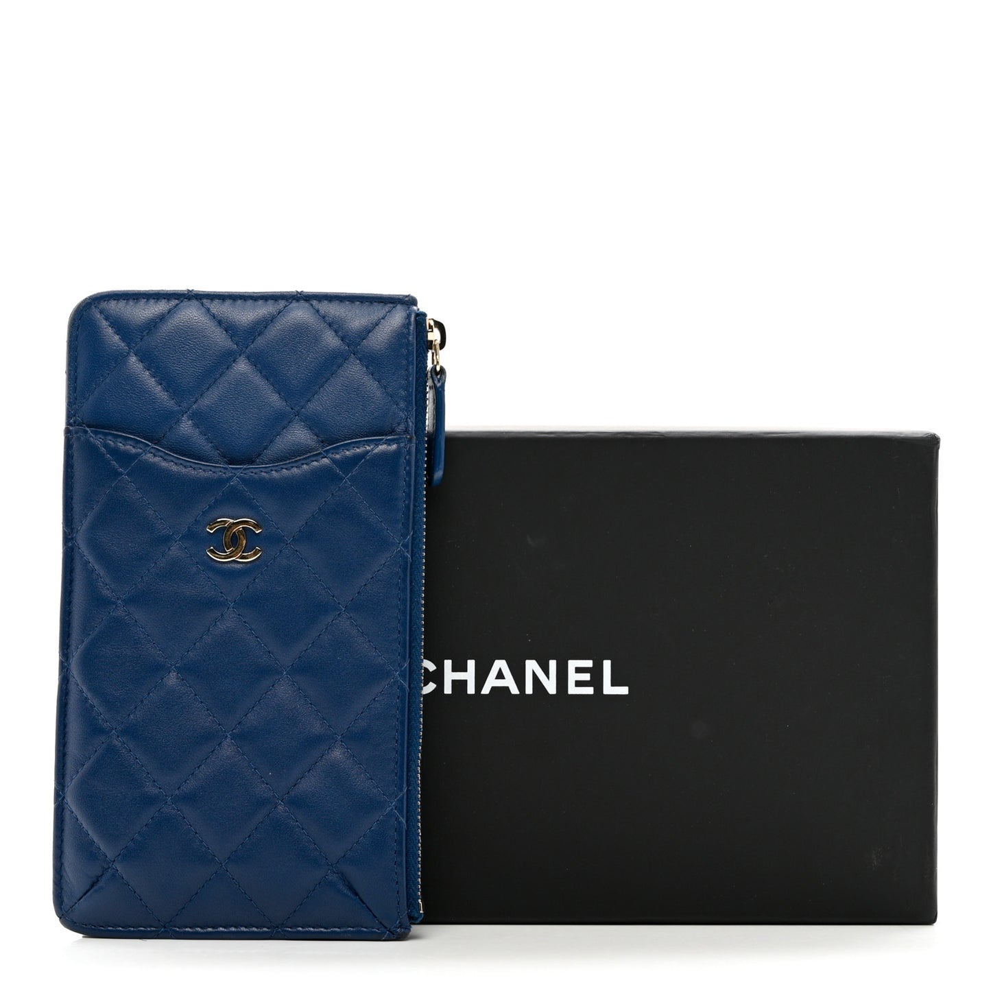Lambskin Quilted Classic iPhone Pouch Blue