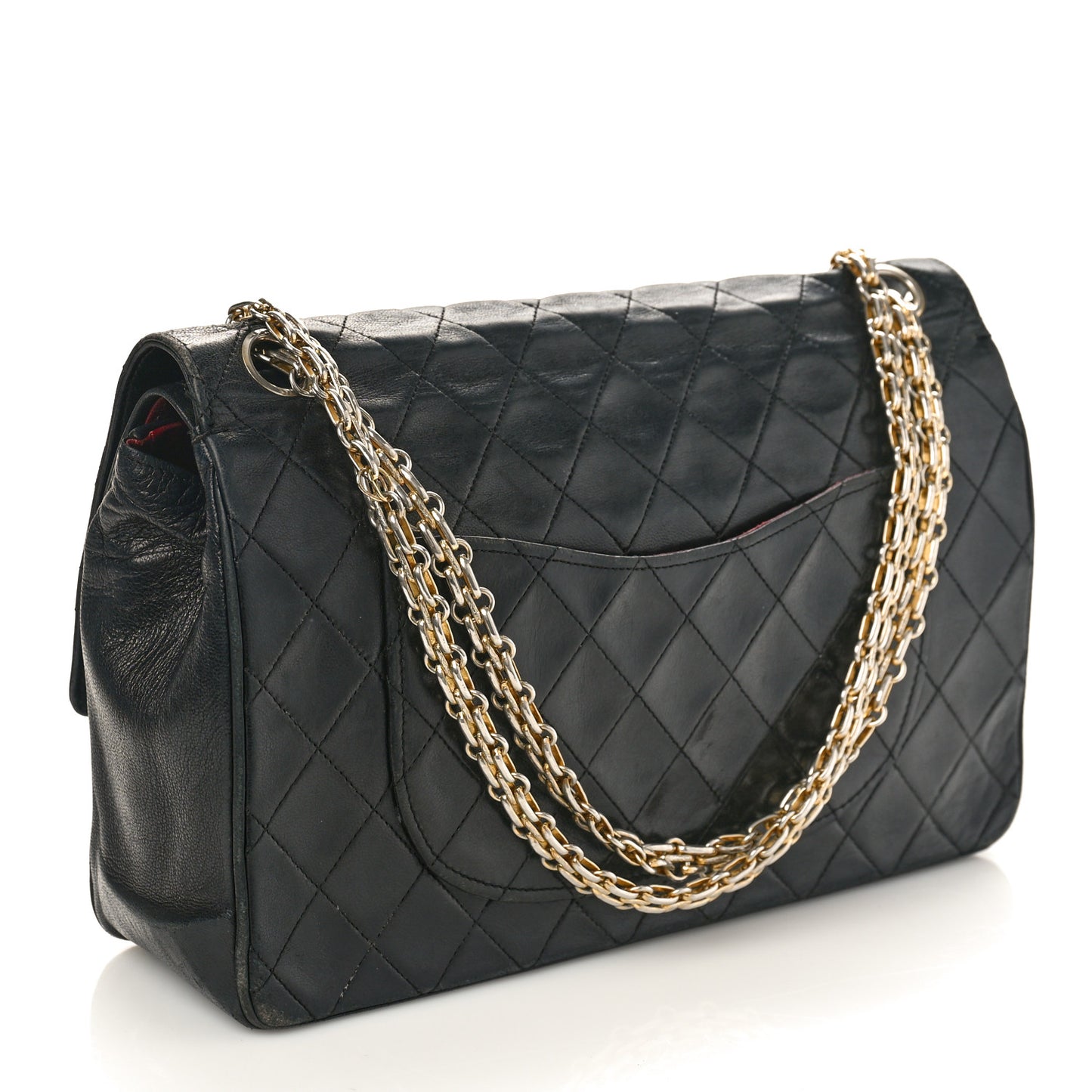Lambskin Quilted Medium Bijoux Chain Double Flap Black
