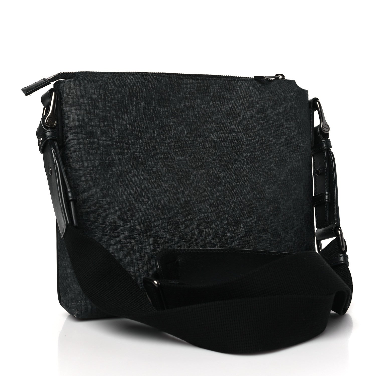 Gucci GG Supreme Monogram Flat Messenger Bag Black Grey 3 of 9