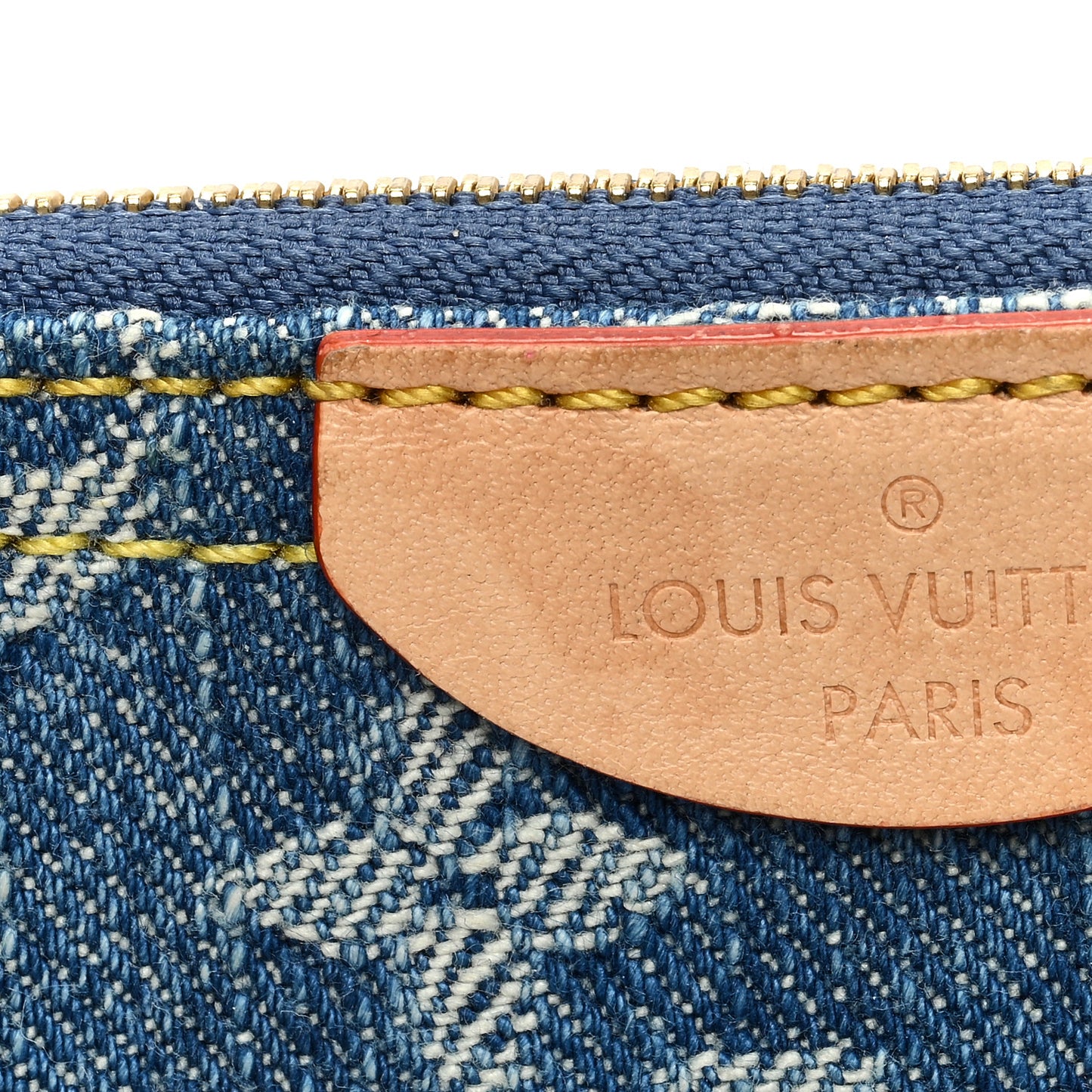 Monogram Denim Key Pouch Denim Blue