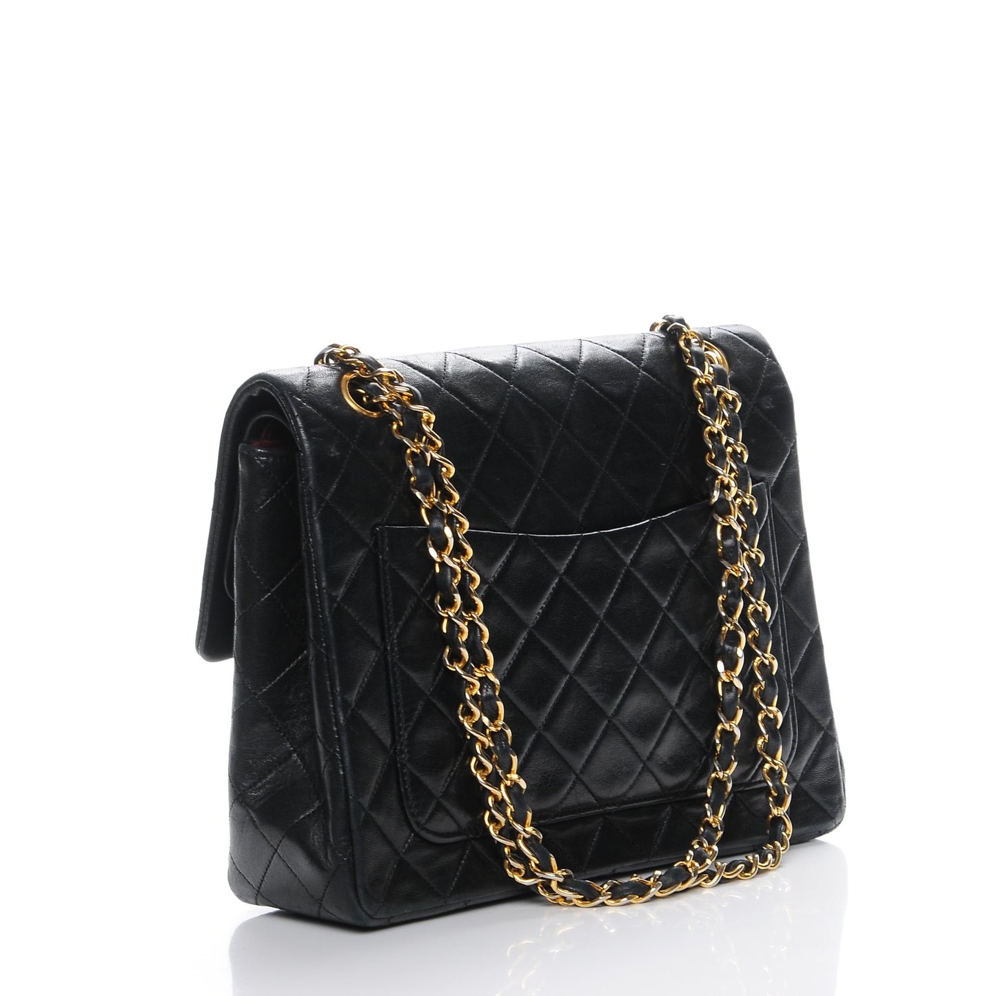 Lambskin Quilted Medium Double Flap Black