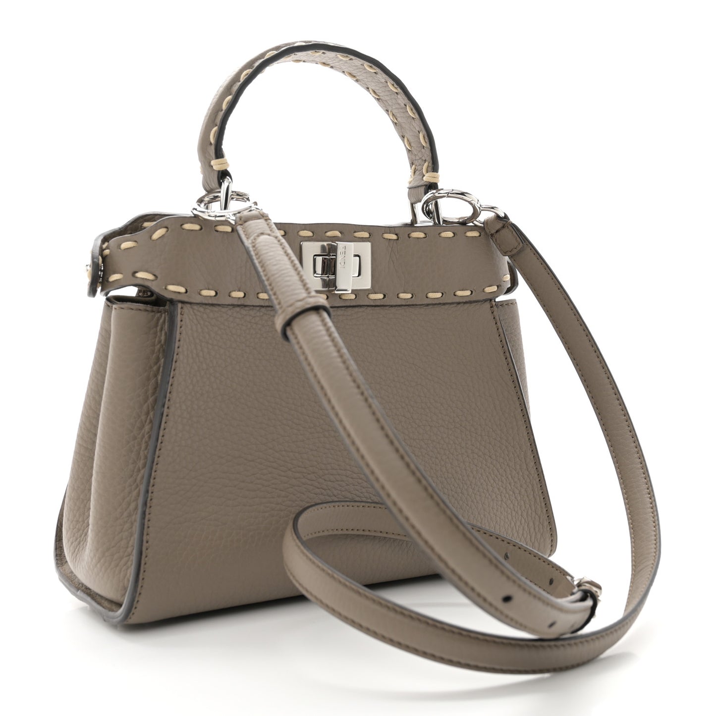 Vitello Granato Camoscio Macro Stitching Selleria Mini Peekaboo Iconic Satchel Tartufo