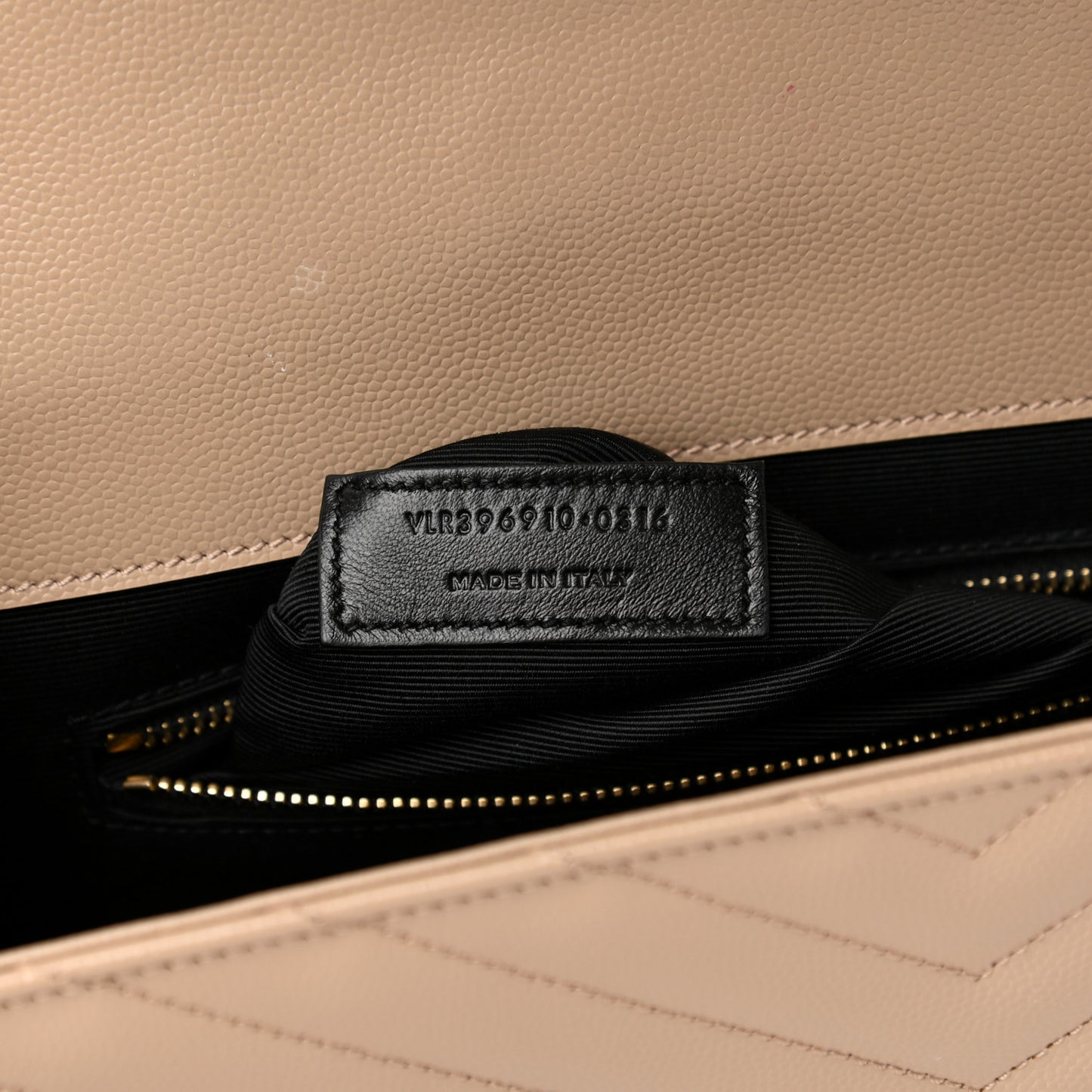 Grain De Poudre Matelasse Chevron Large Monogram Satchel Dark Beige