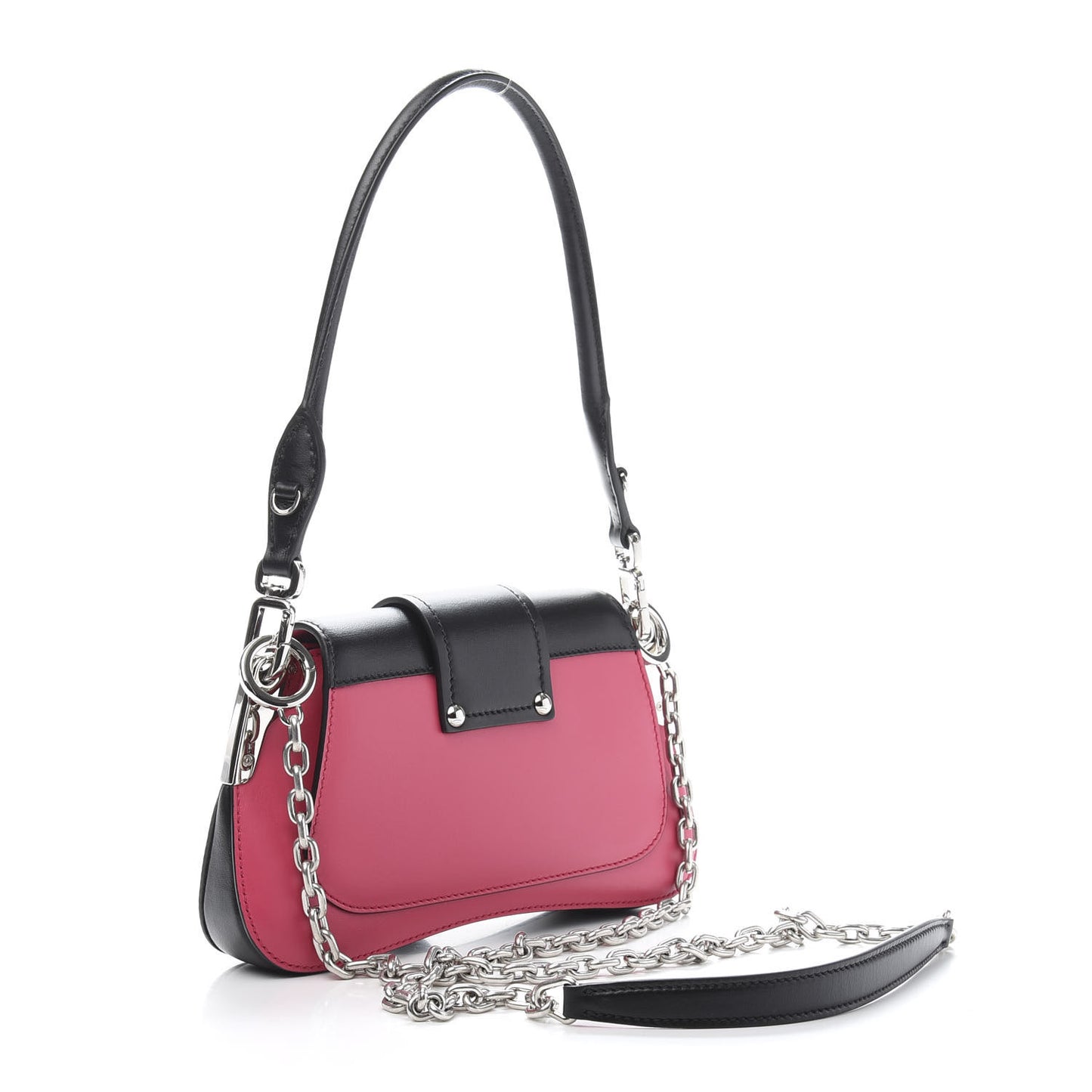 City Calfskin Small Sidonie Shoulder Bag Fuxia Black