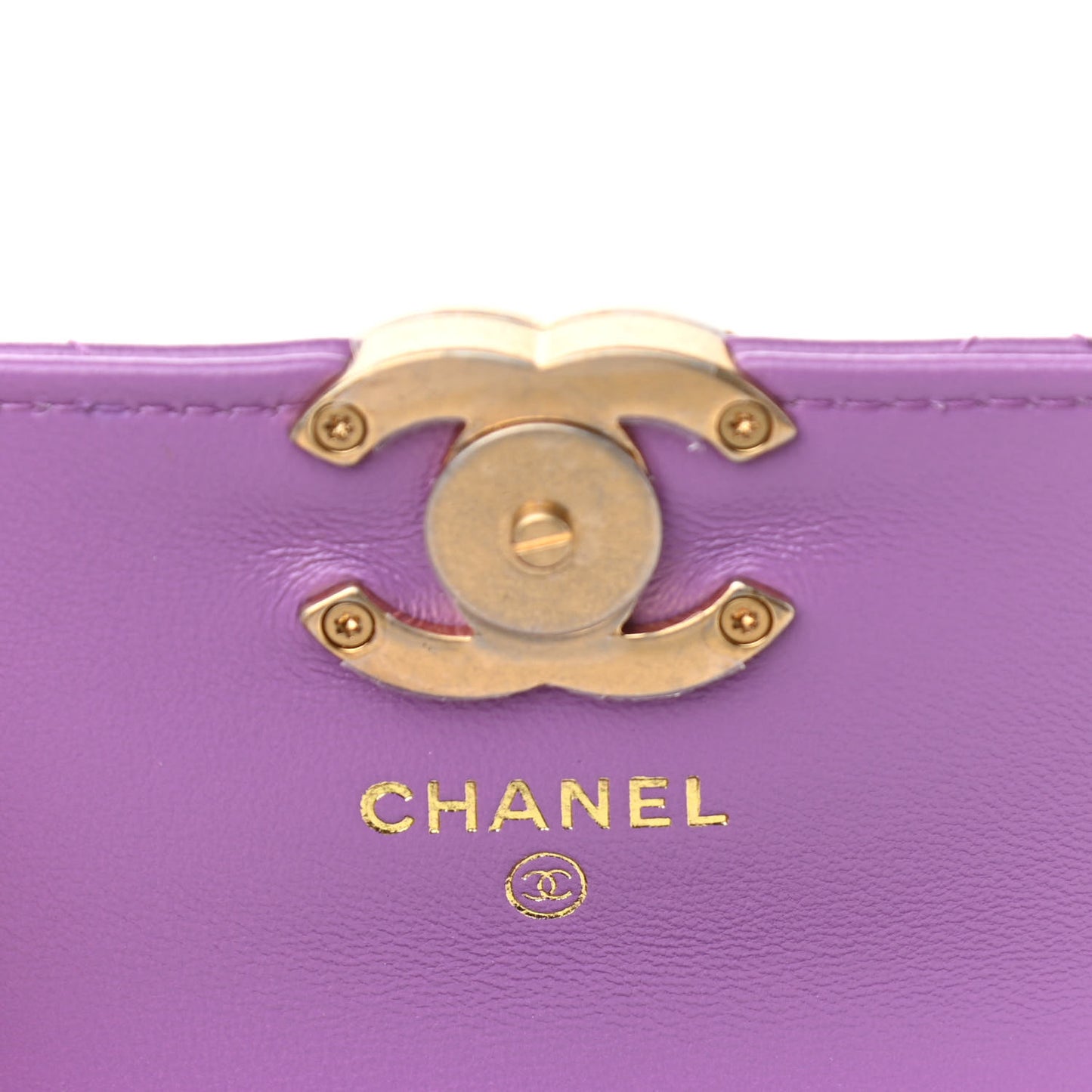 Lambskin Lacquered Metal Quilted Flap Chain Belt Bag Purple