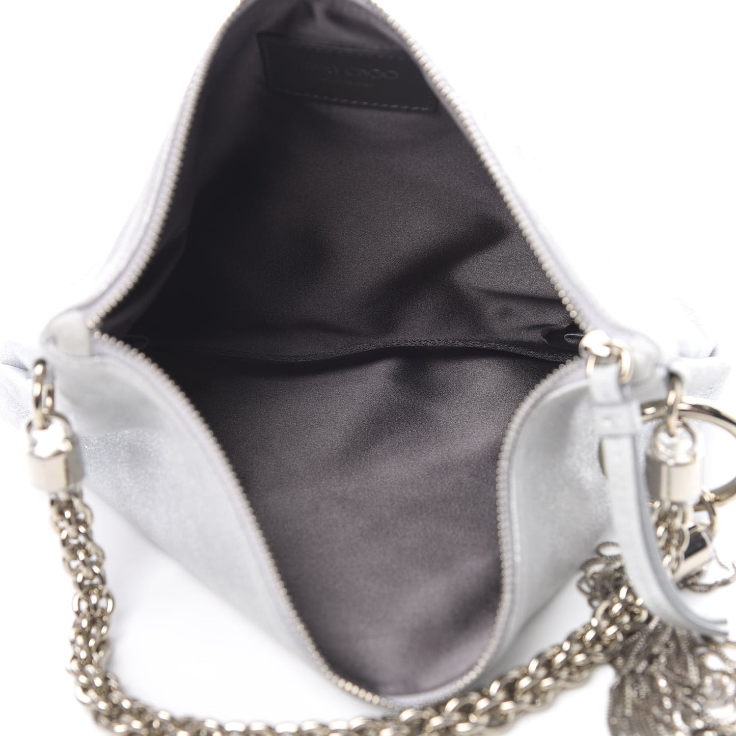 Metallic Goatskin Callie Mea Tassel Shoulder Bag Silver