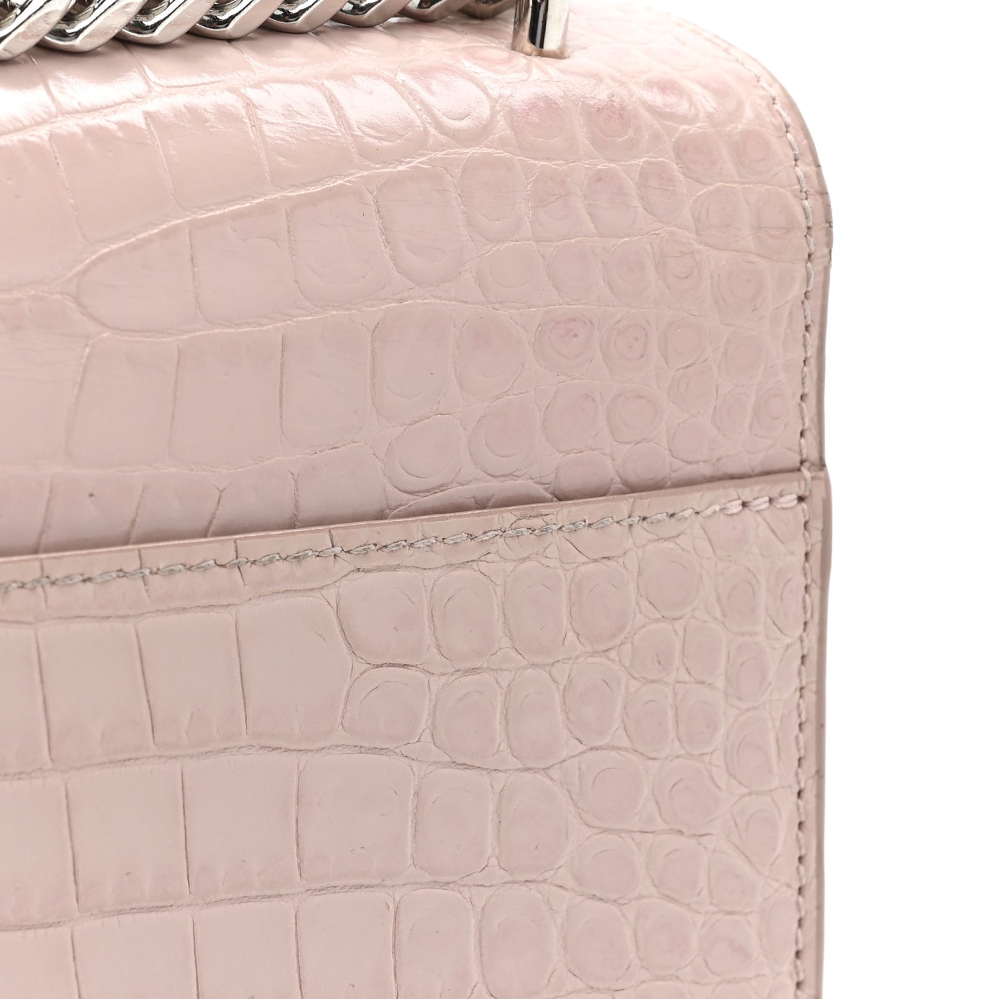 Calfskin Crocodile Embossed Medium Monogram Sunset Powder Pink