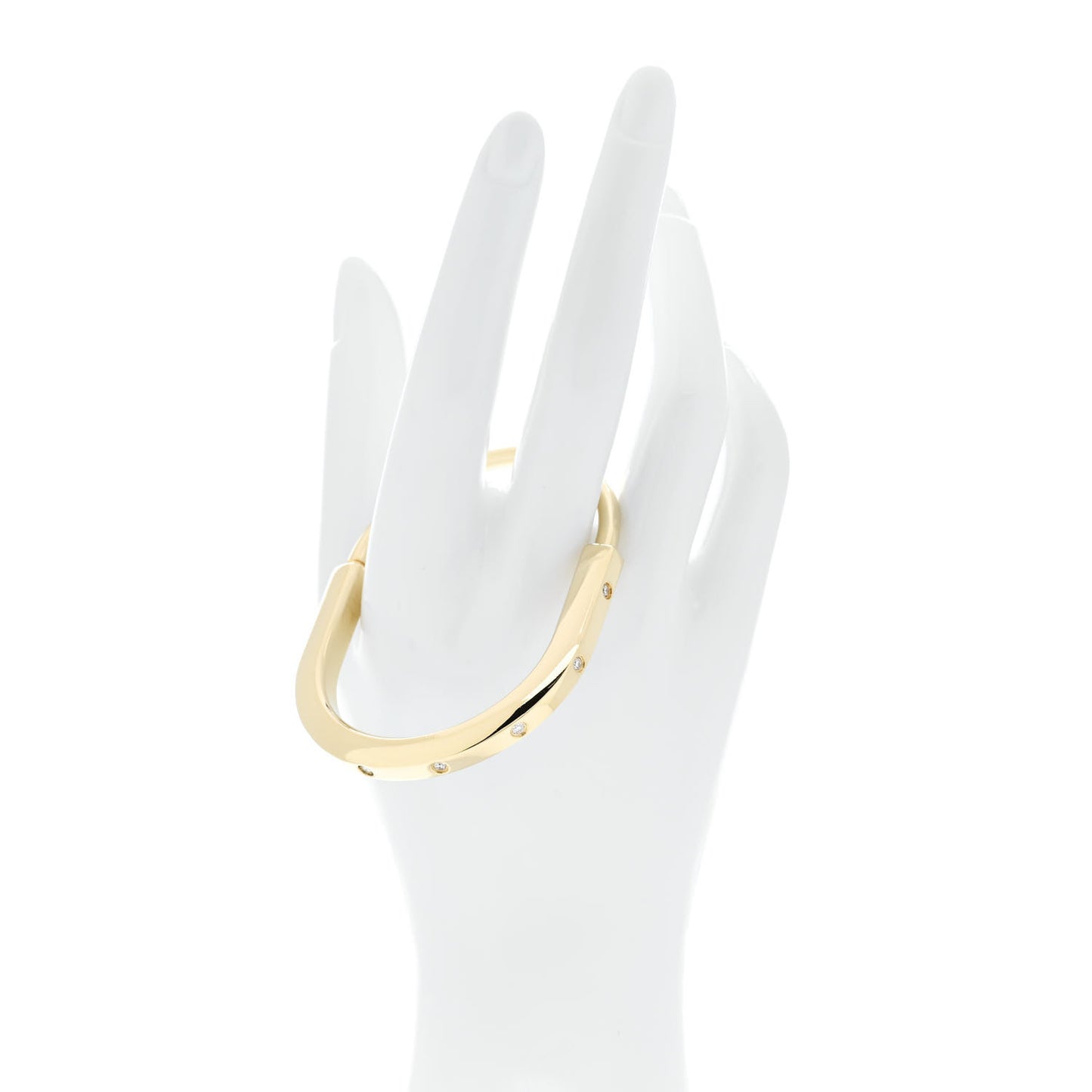 18K Yellow Gold Diamond Tiffany Lock Bangle Bracelet
