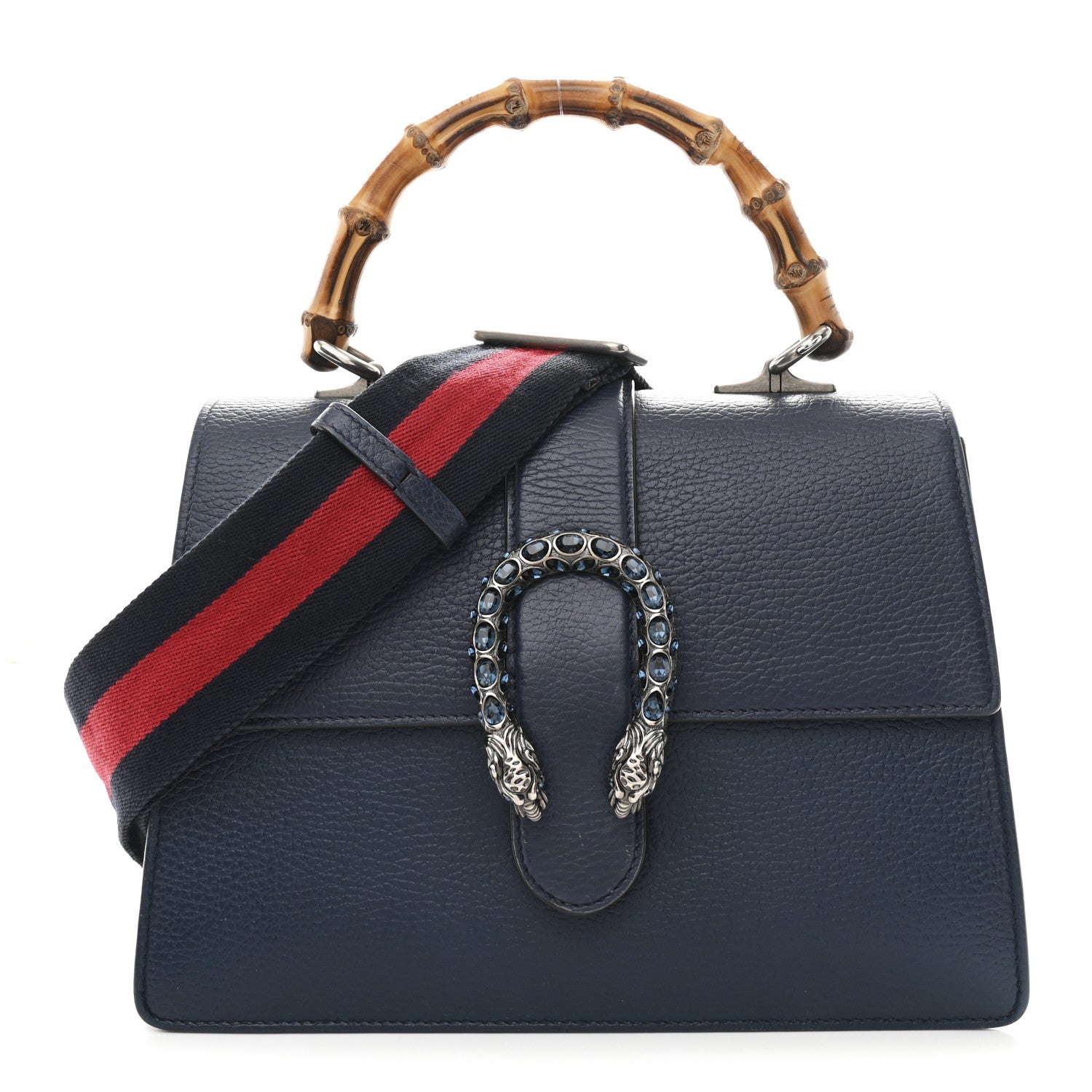 Gucci Dollar Calfskin Crystal Web Medium Dionysus Bamboo Top