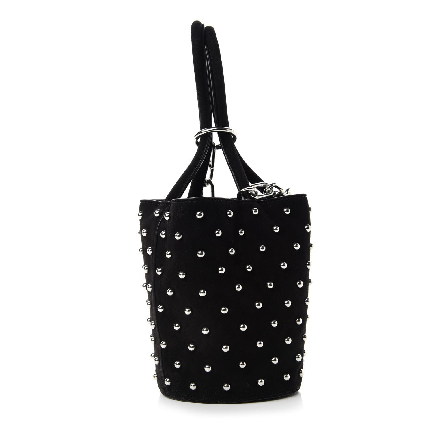 Alexander Wang Suede Studded Mini Roxy Bucket Bag Black 3 of 9