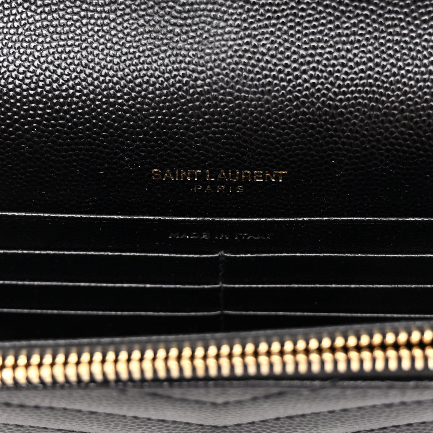 Grain De Poudre Matelasse Chevron Monogram Envelope Chain Wallet Black