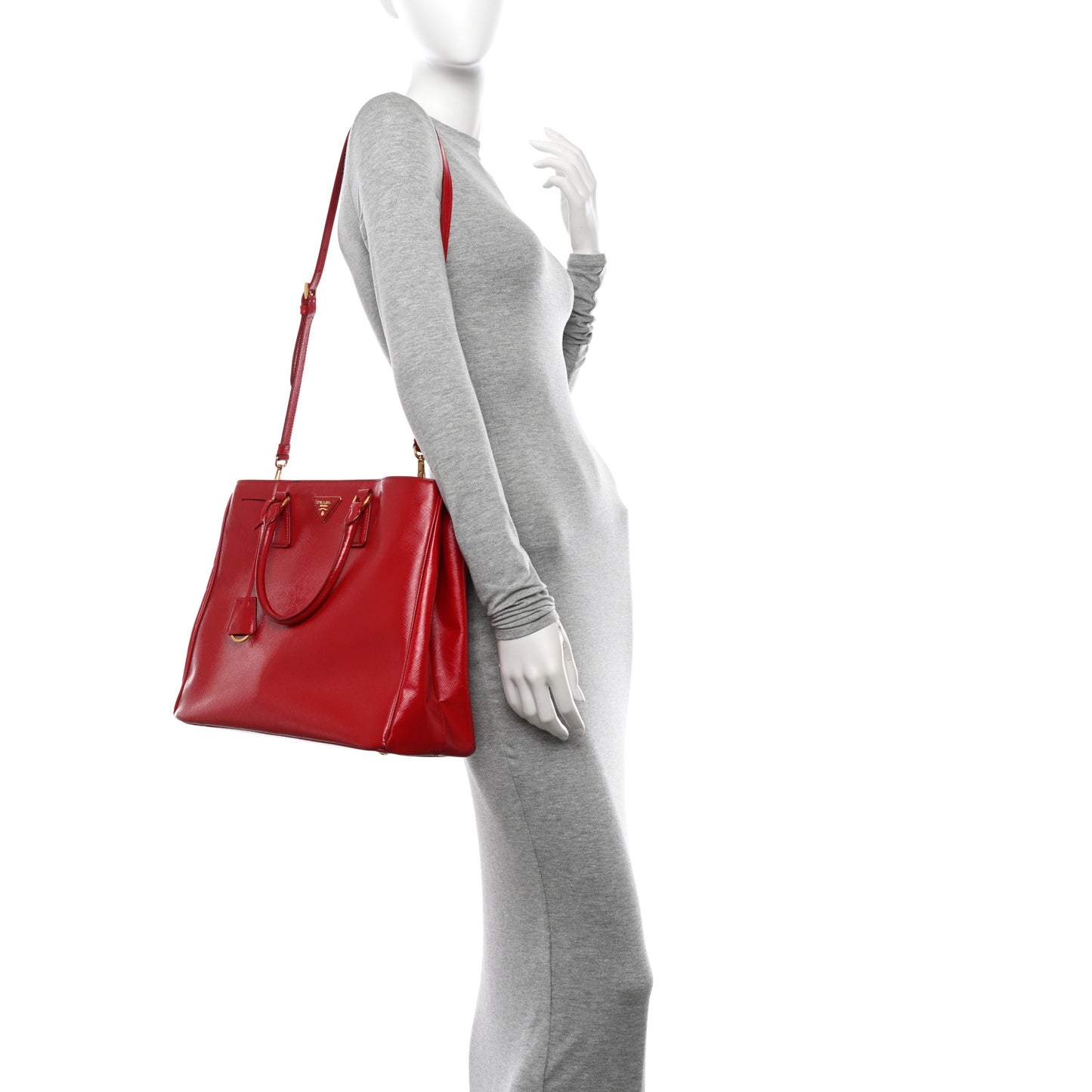 Saffiano Vernice Large Tote Rosso