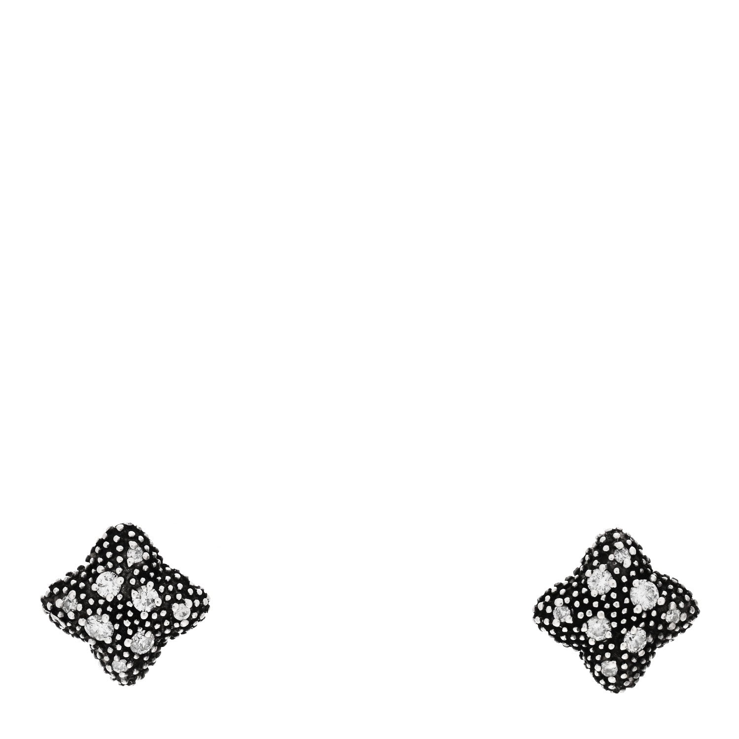 David Yurman Sterling Silver Diamond Midnight Melange Quatrefoil Earrings 1 of 4