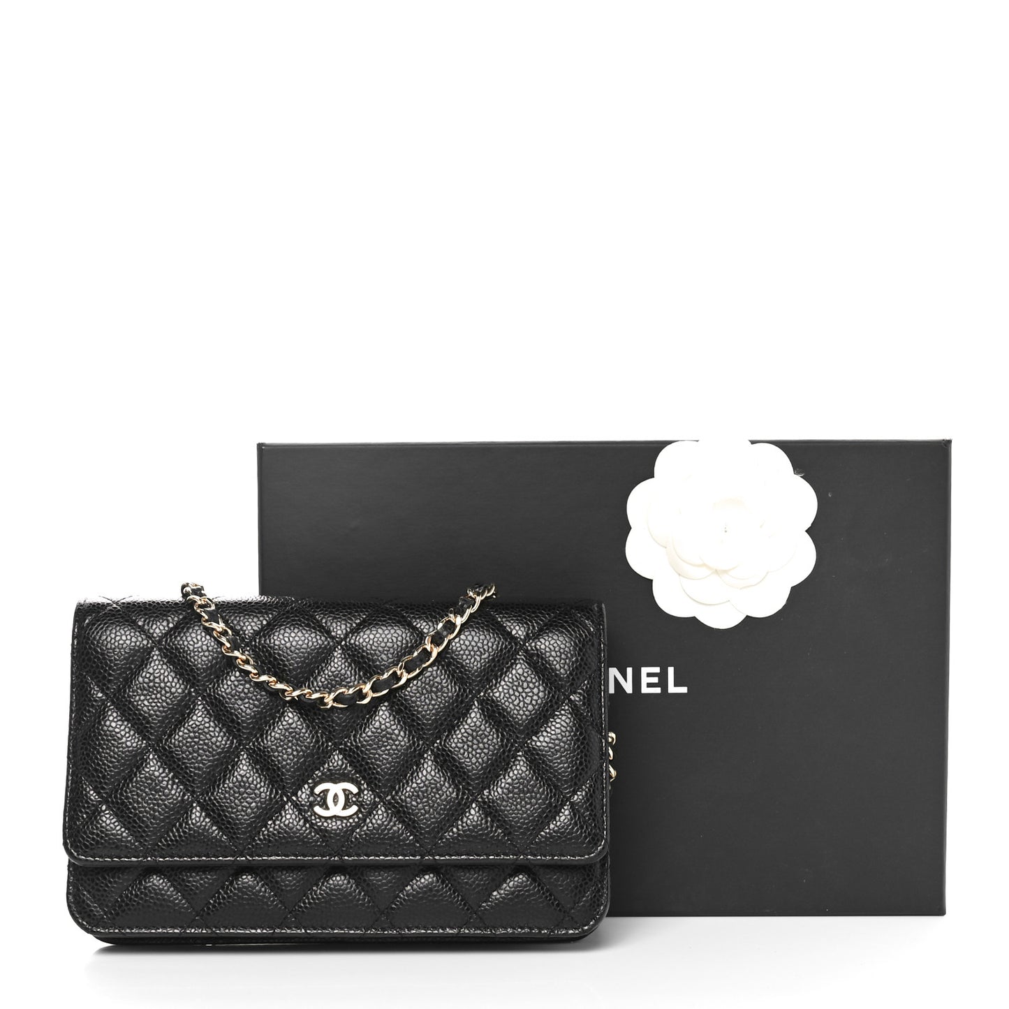 Caviar Quilted Wallet on Chain WOC Black