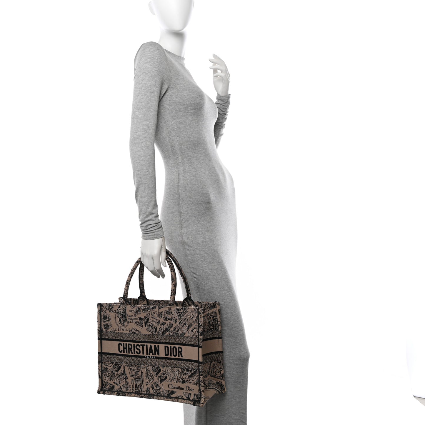 Canvas Embroidered Medium Plan De Paris Book Tote Beige Multi