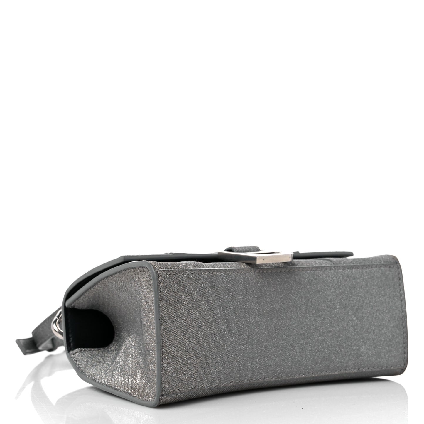 Glitter Fabric Hourglass Top Handle Bag XS Grey