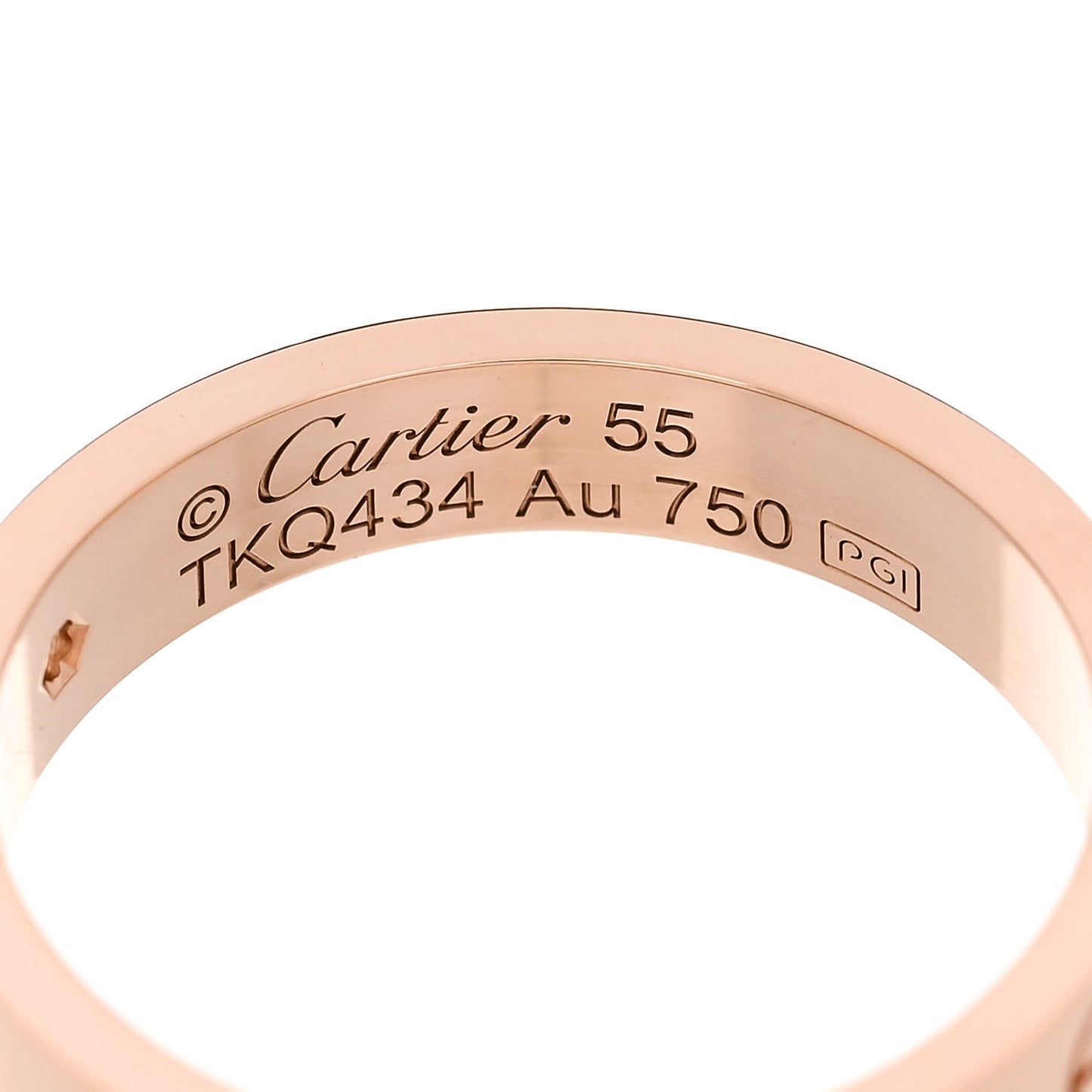 18K Pink Gold Diamond 4mm LOVE Wedding Band Ring 55 7.25