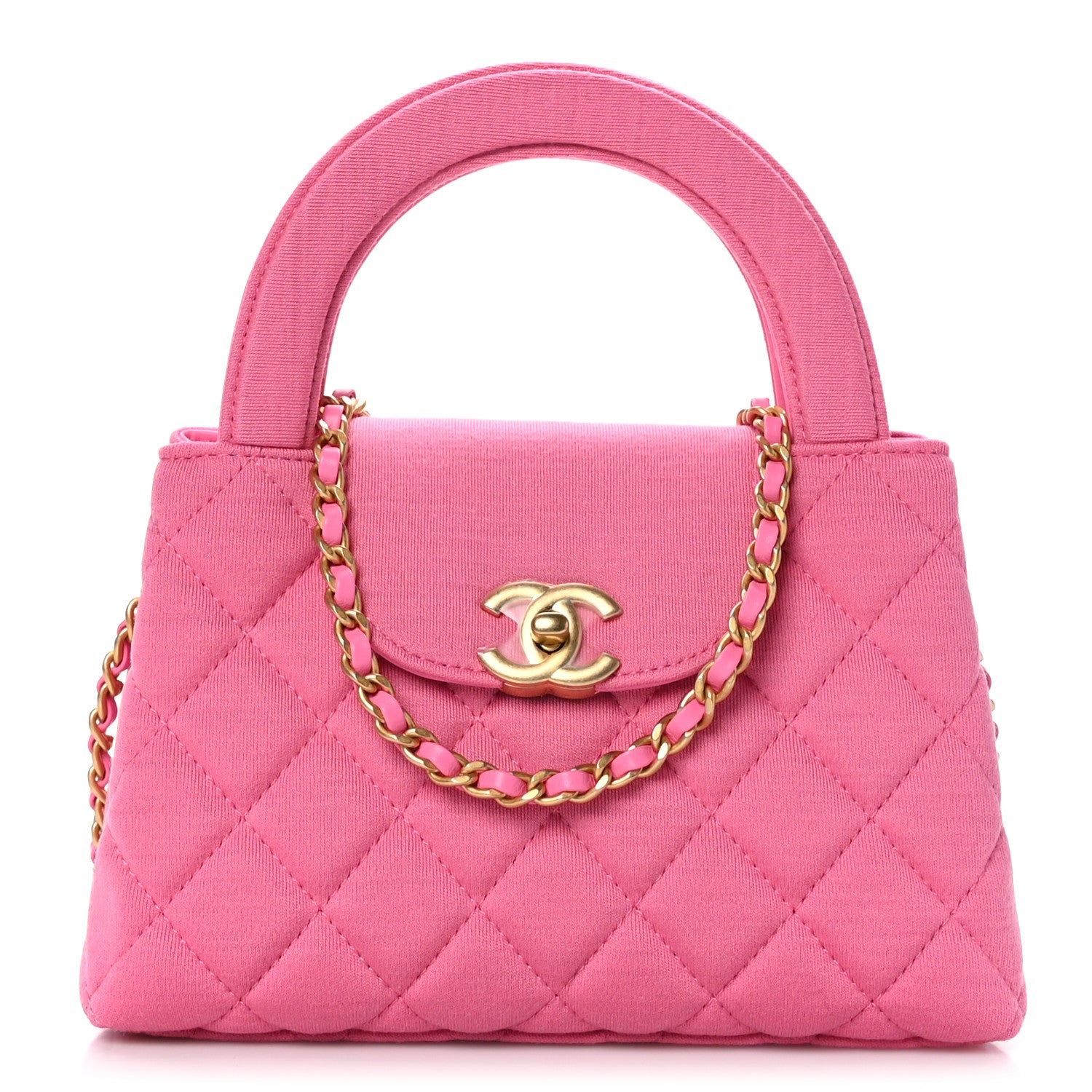 Chanel Jersey Quilted Nano Kelly Shopper Pink 1 of 9