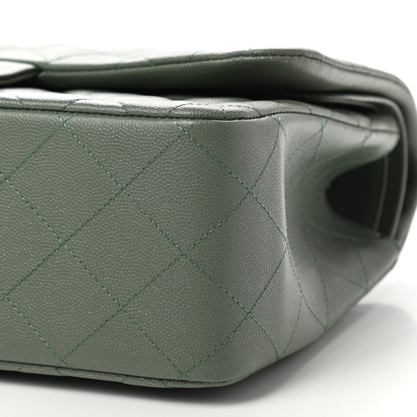 Caviar Quilted Jumbo Double Flap Dark Green