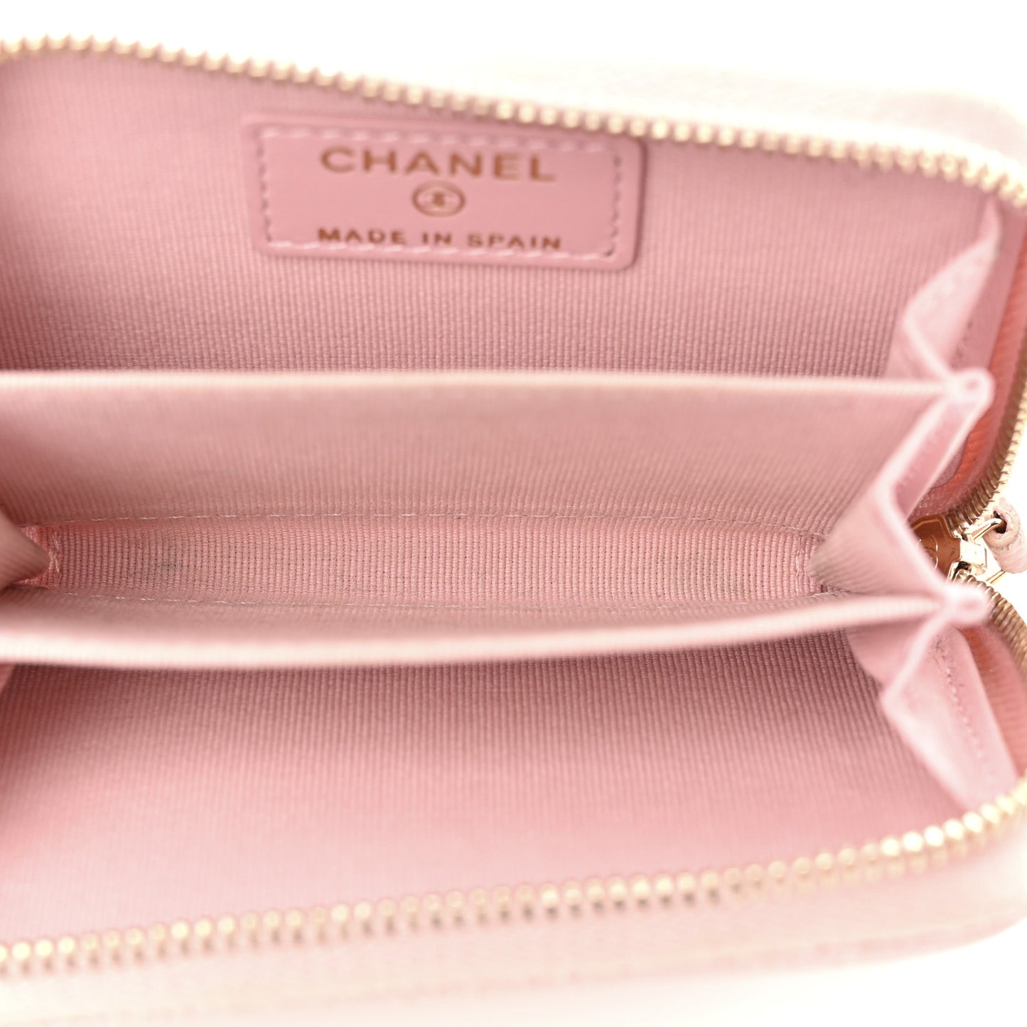 Caviar Quilted Zip Coin Purse Light Pink