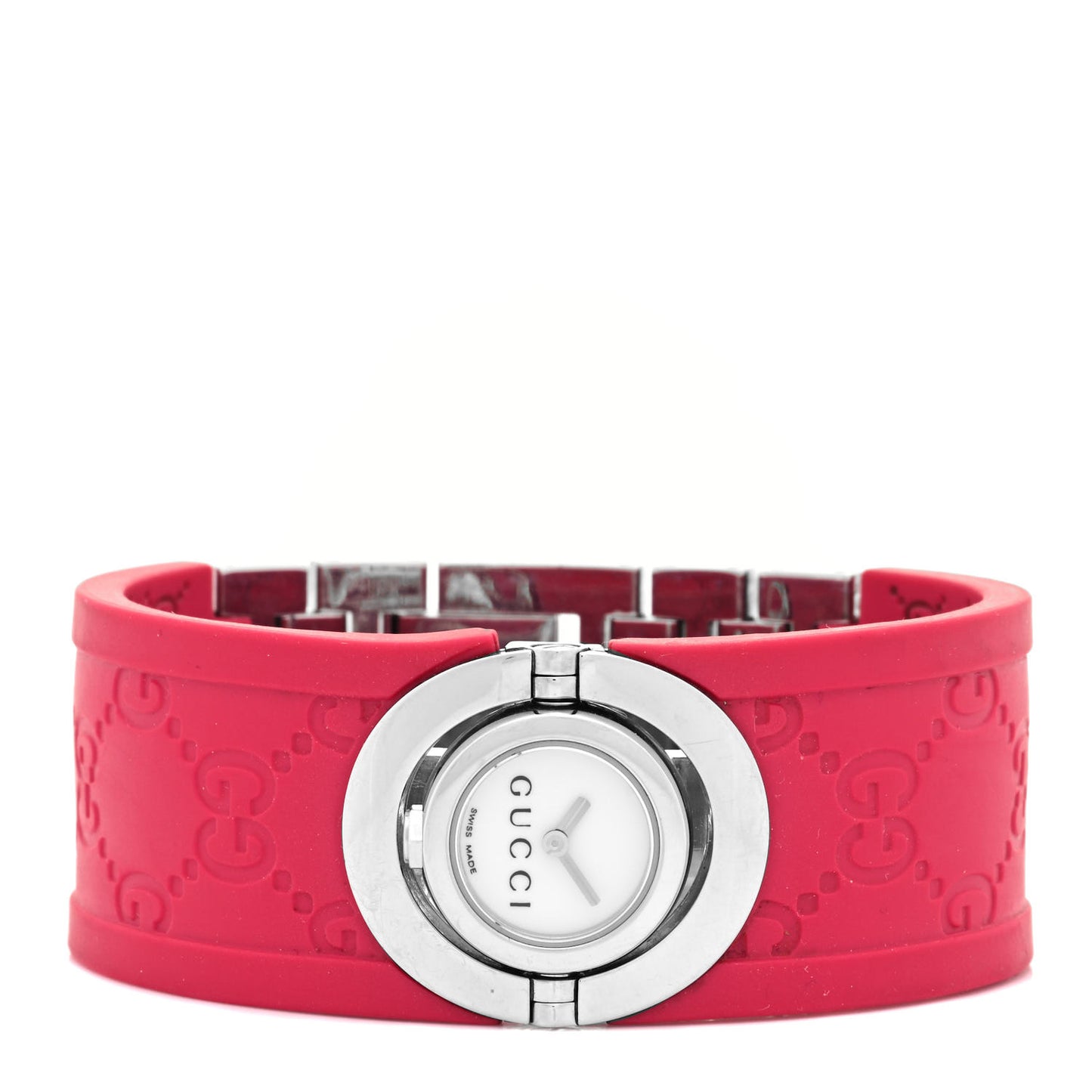Stainless Steel Rubber 23mm Twirl Quartz Watch Fuchsia