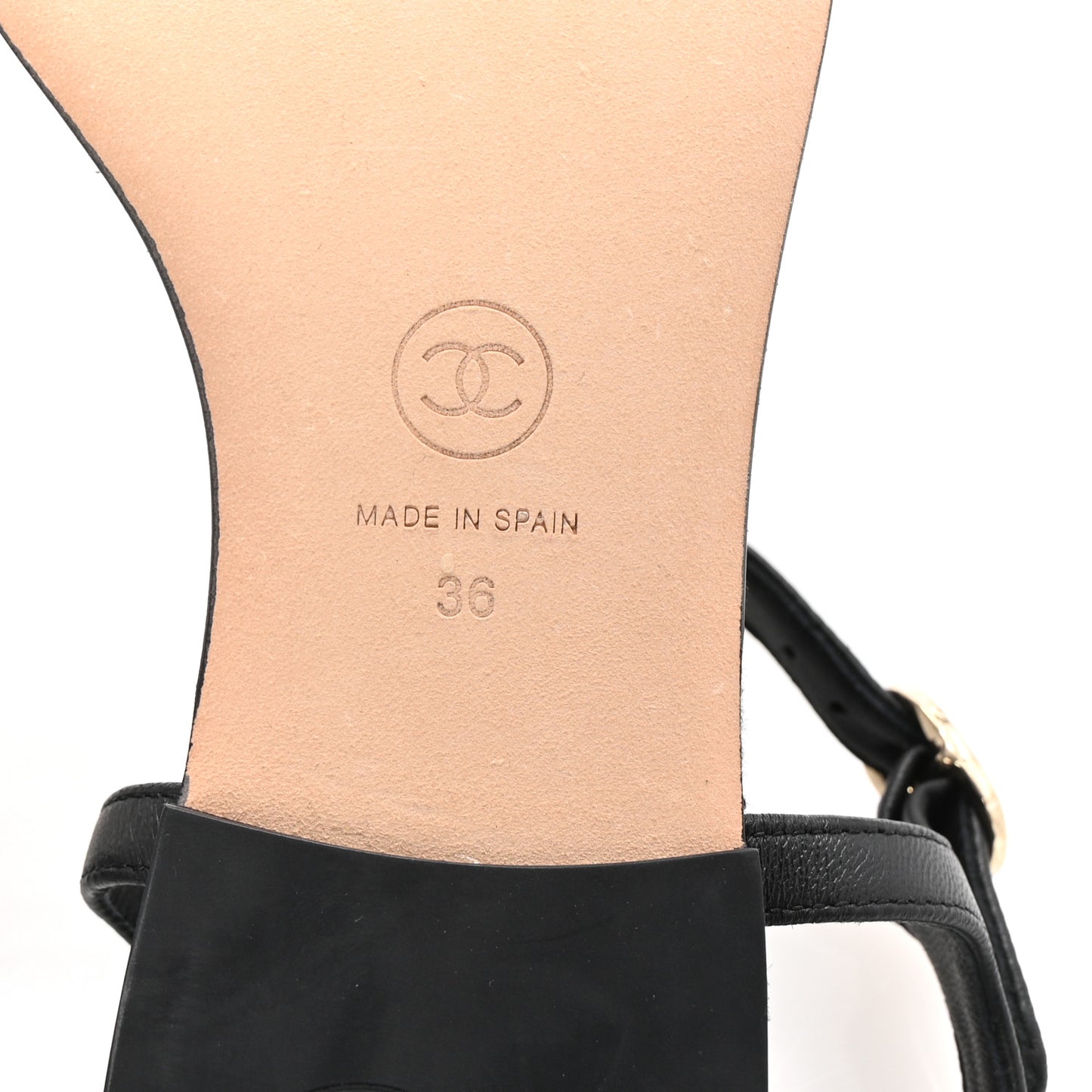 Lambskin CC Logo Thong Sandals 36 Black