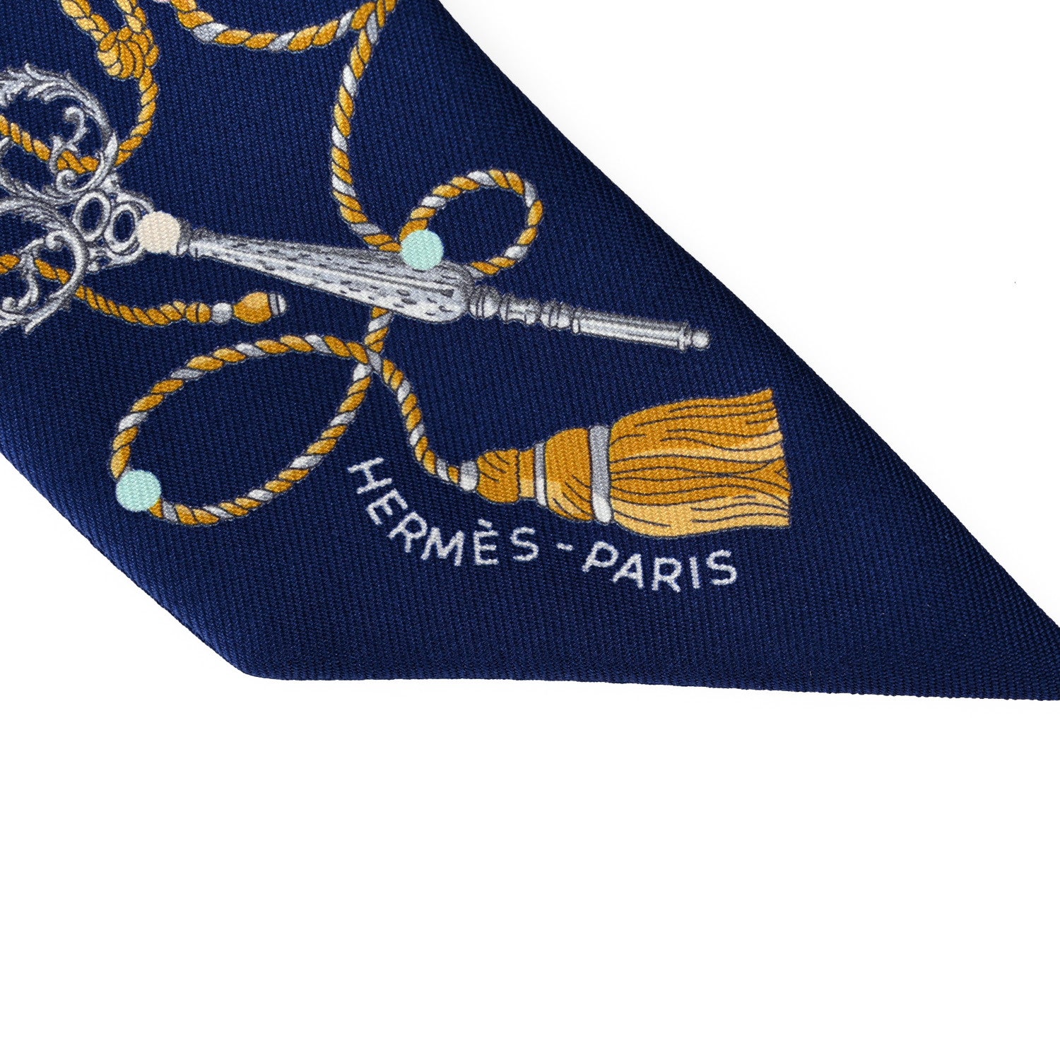 Hermes Silk Les Cles A Pois Twilly Marine Gris Argent 2 of 4