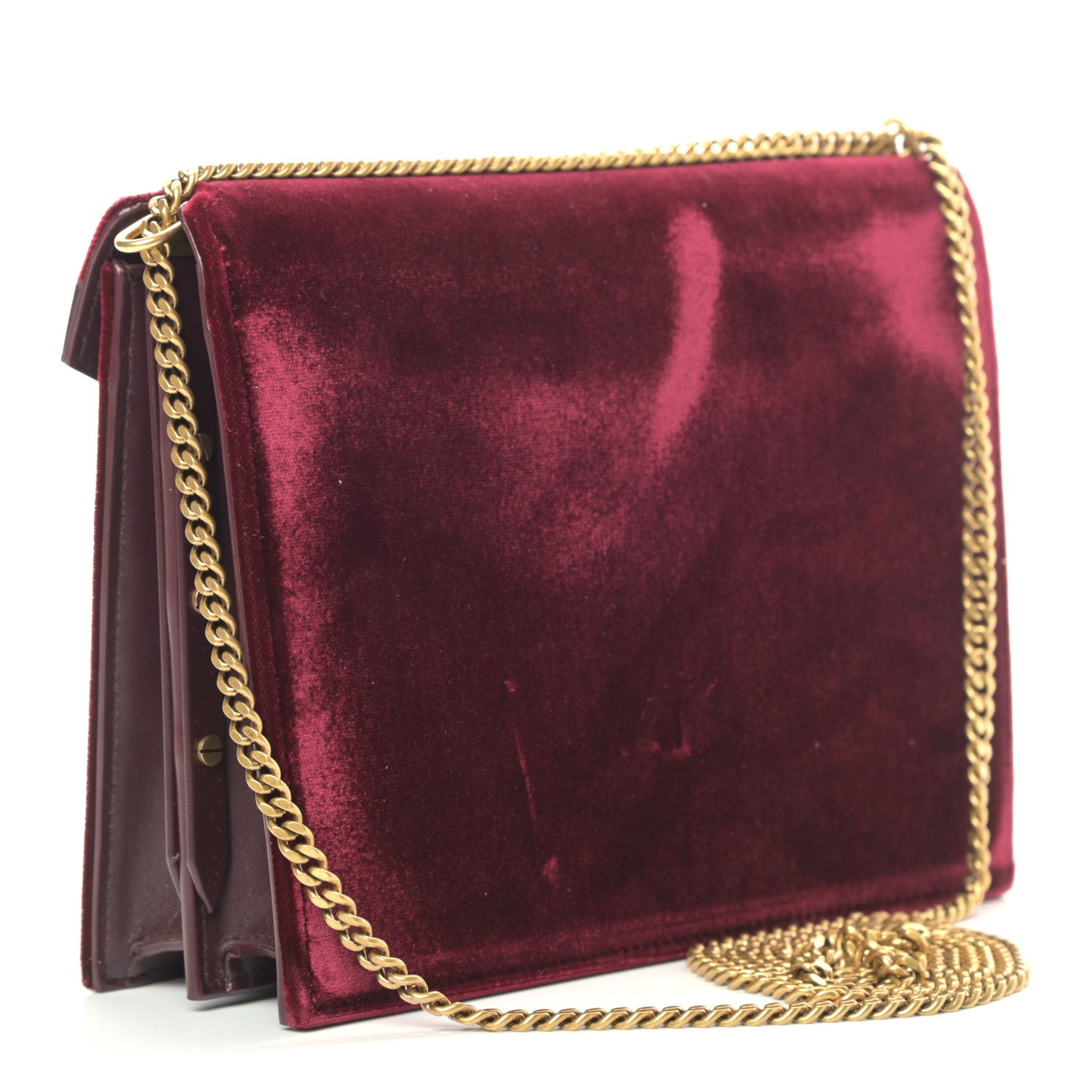 Saint Laurent Velvet Monogram Cassandra Clasp Bag Burgundy 3 of 12
