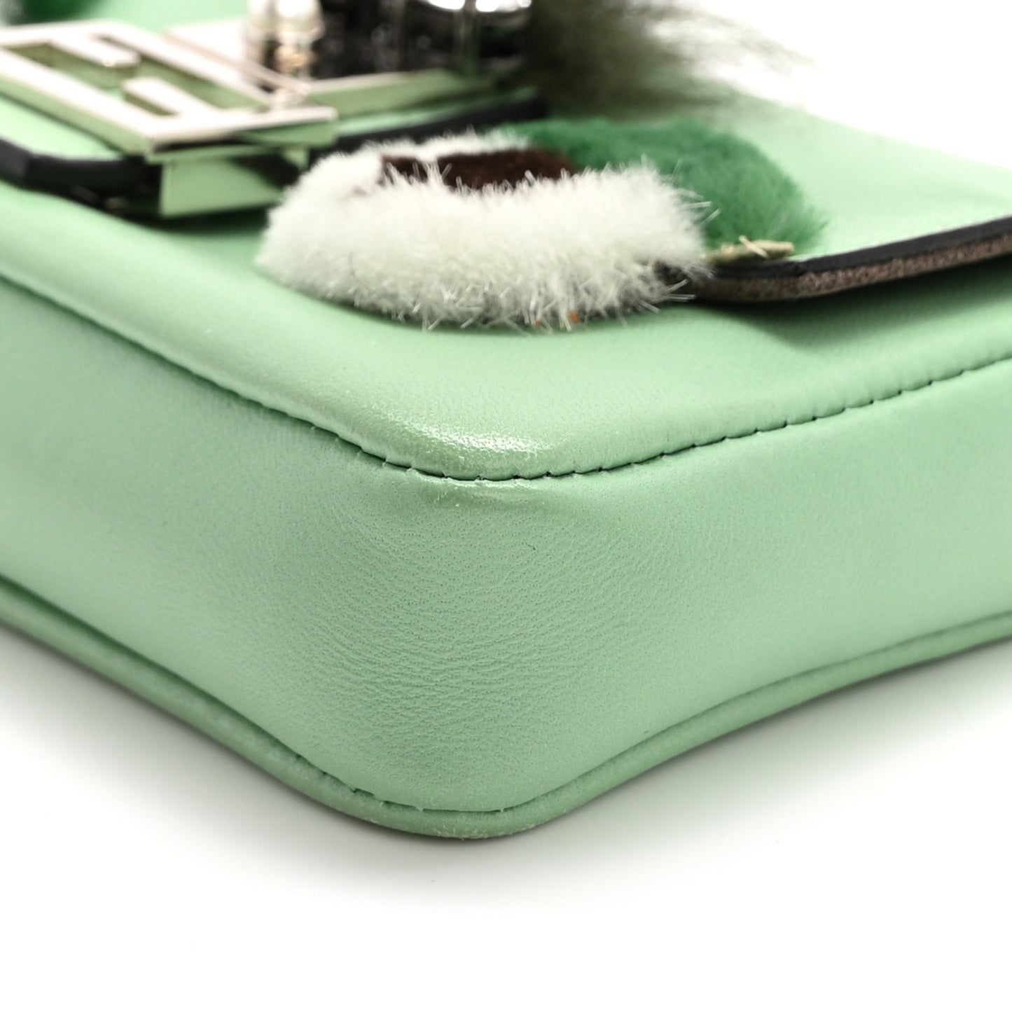Nappa Rabbit Fox Fur Micro Buggie Baguette Verde Acqua