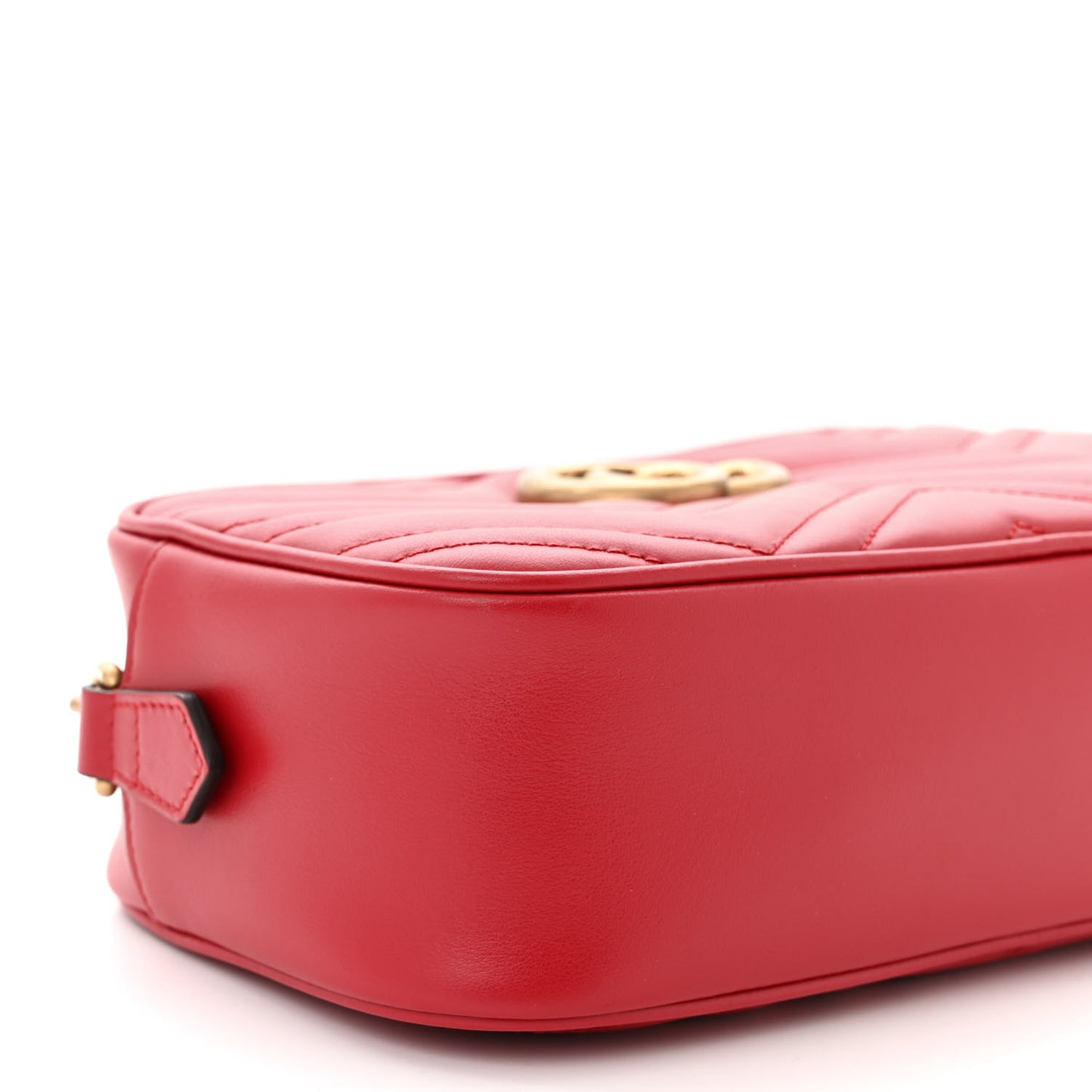 Calfskin Matelasse Small GG Marmont Chain Shoulder Bag Hibiscus Red