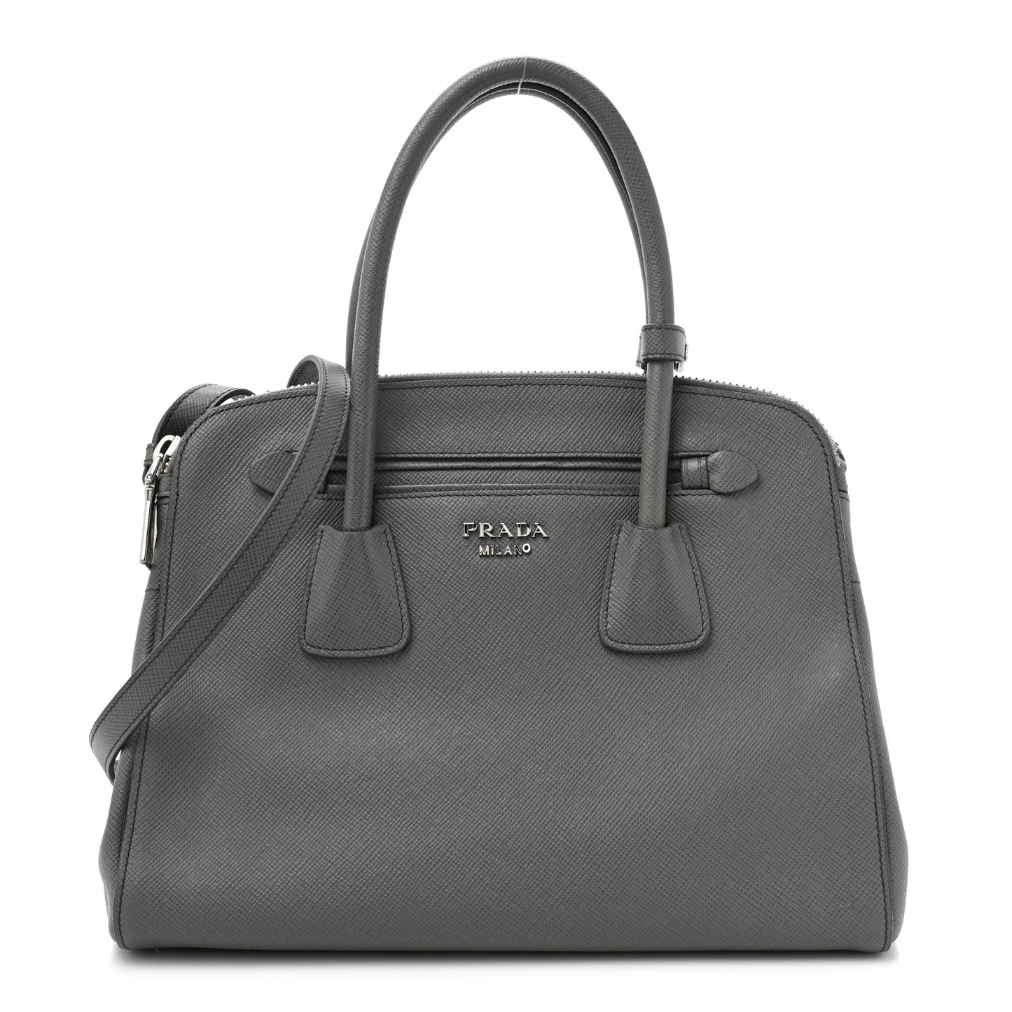 Saffiano Cuir Double Zip Frame Tote Marmo