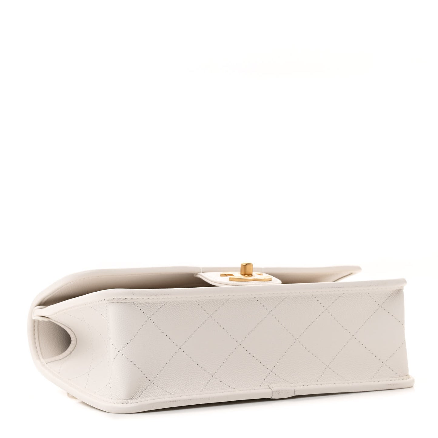 Caviar Quilted School Memory Small Top Handle Flap White