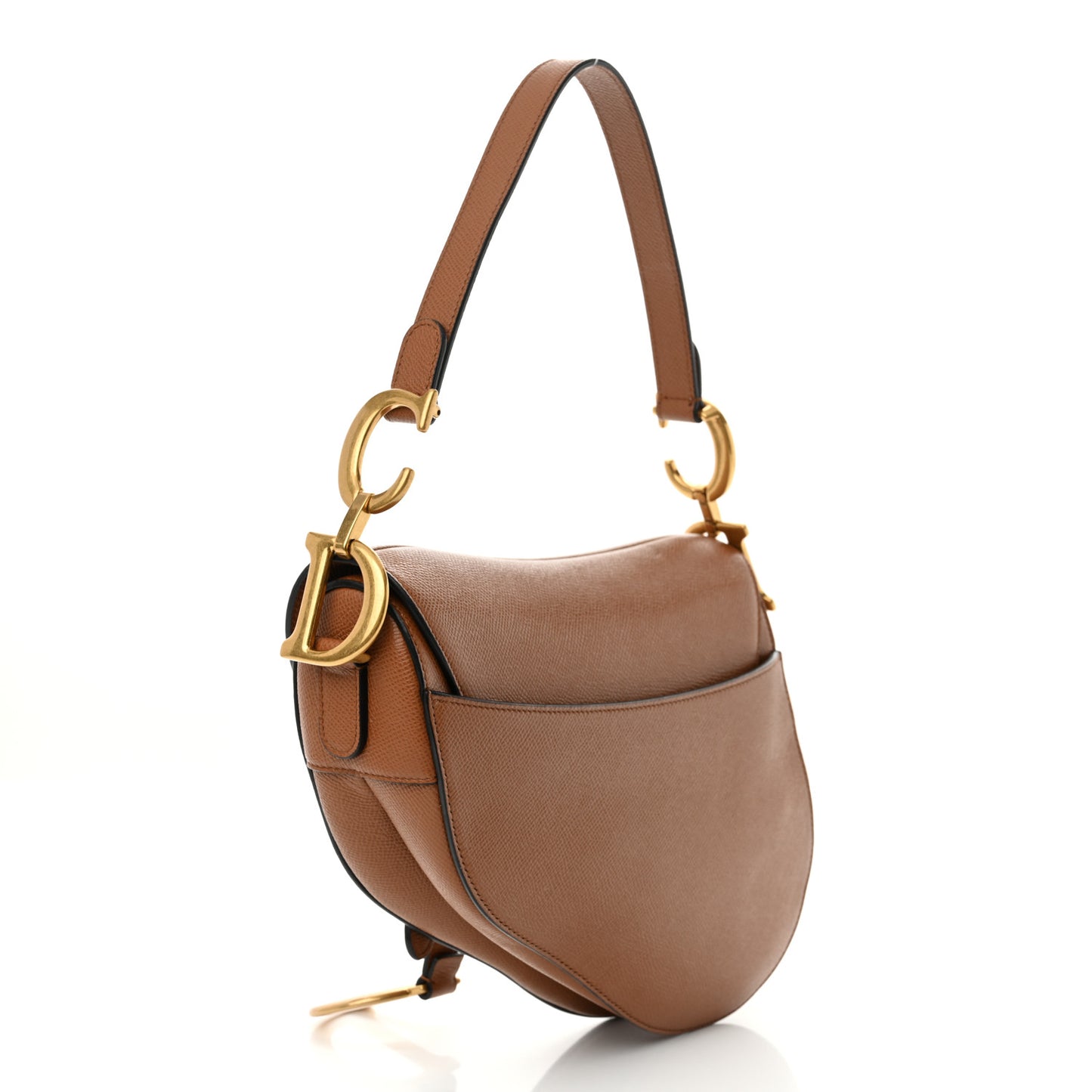 Grained Calfskin Saddle Bag Camello